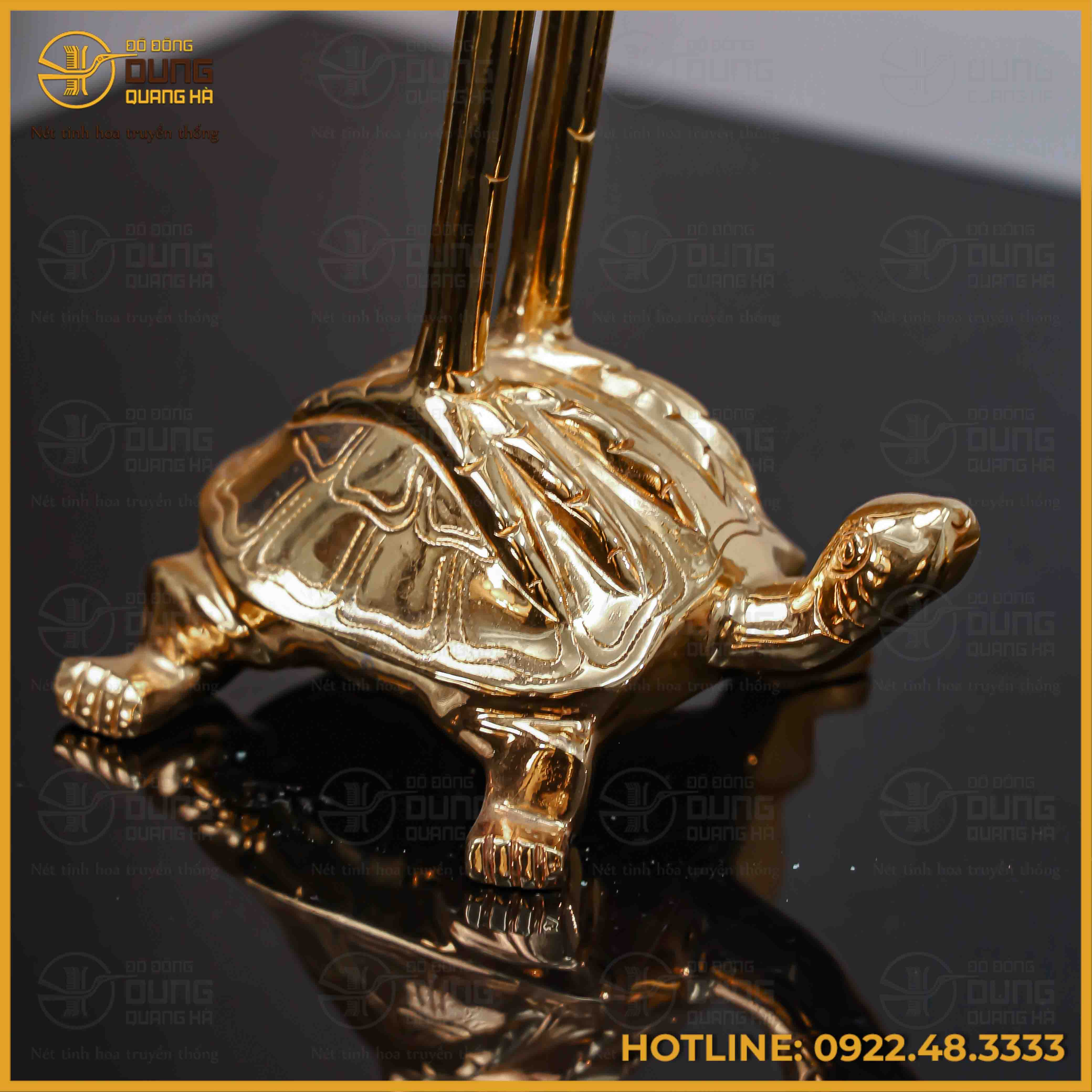 Hạc thờ đồng đỏ mạ vàng tĩnh điện cao 50cm