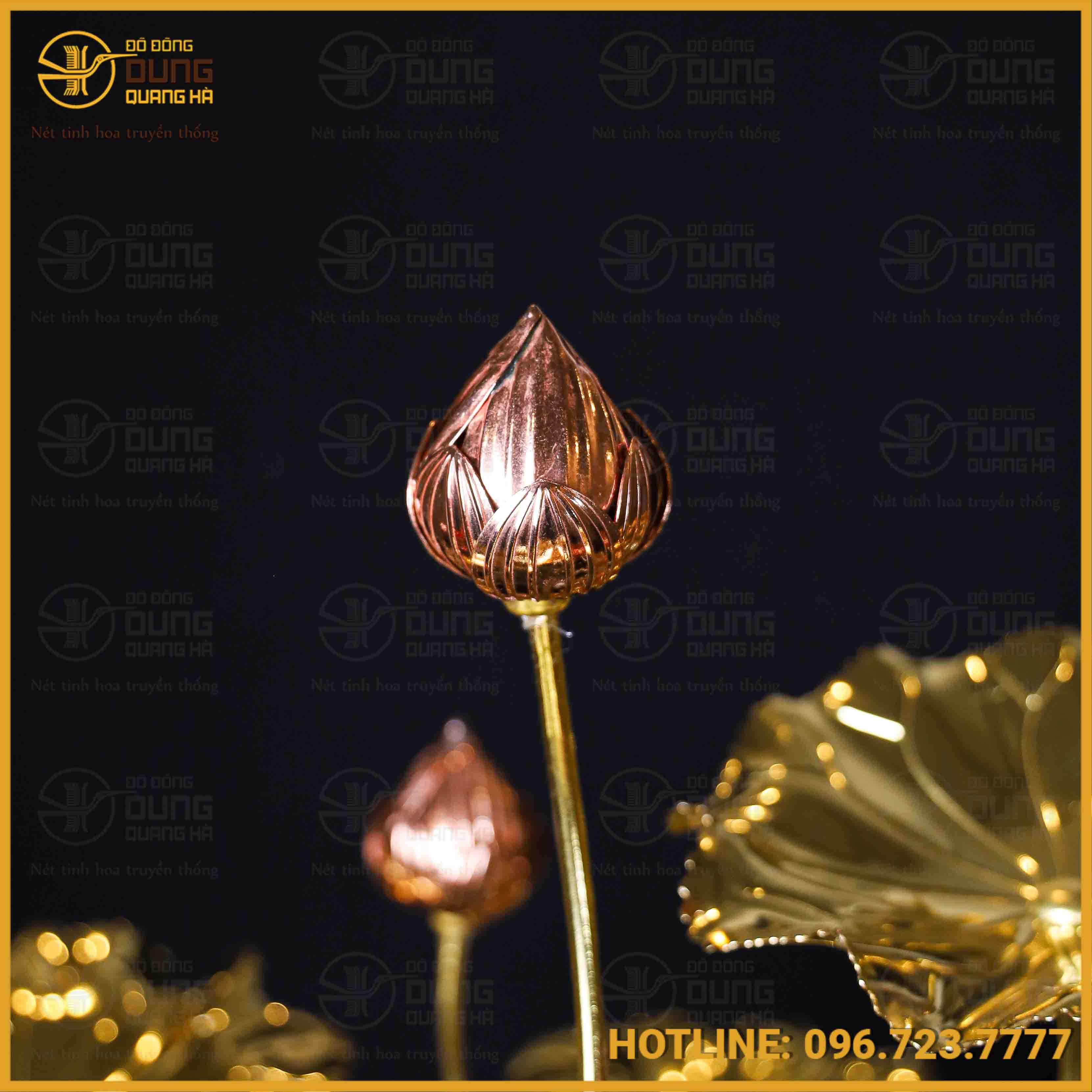 Chậu hoa sen bằng đồng 23 bông cao 70cm