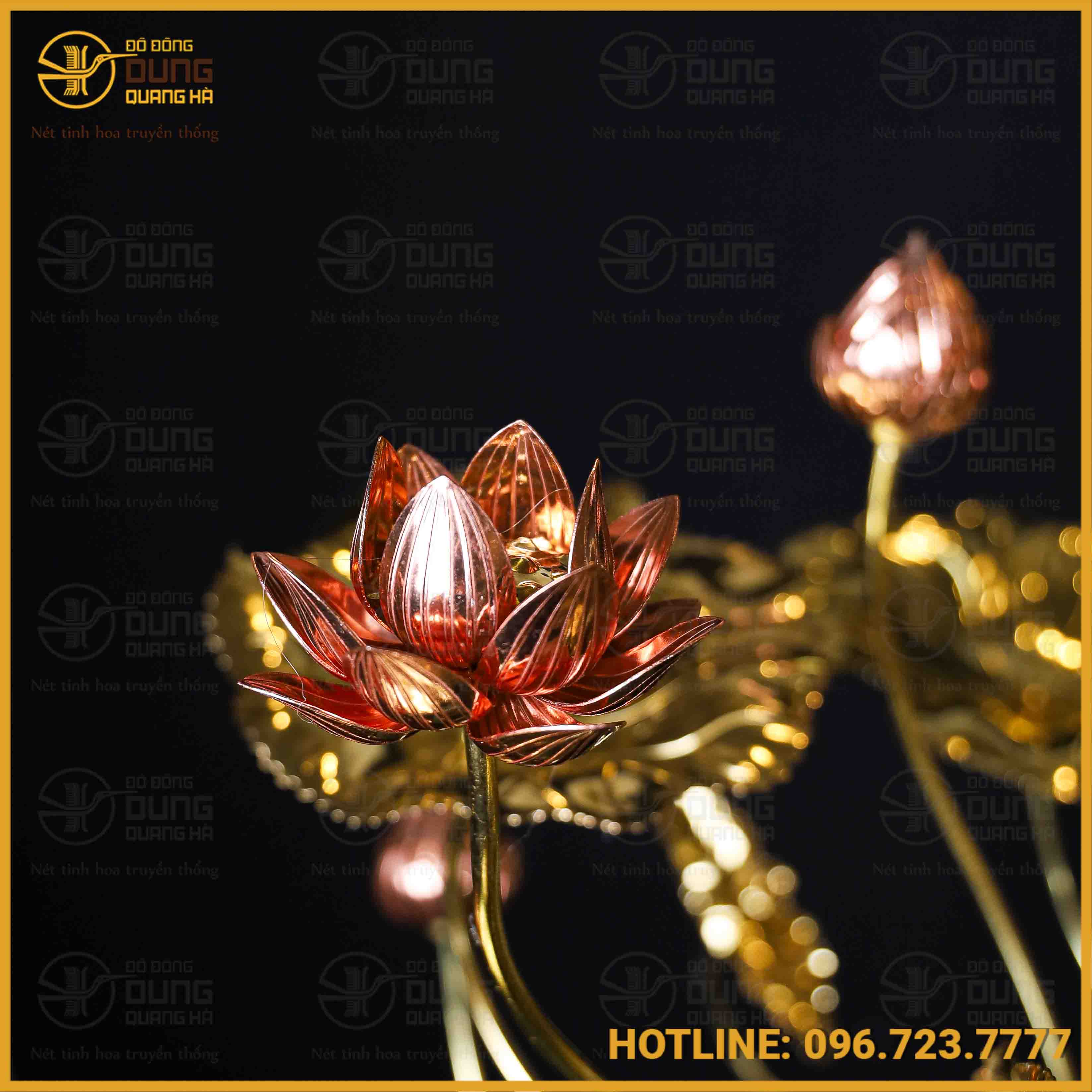 Chậu hoa sen bằng đồng 23 bông cao 70cm