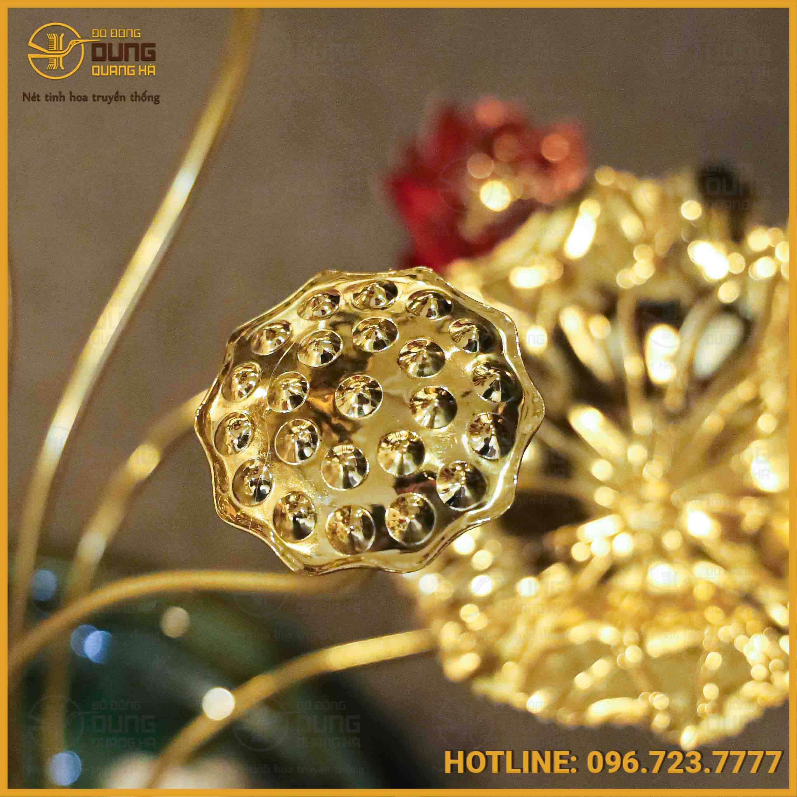 Chậu hoa sen bằng đồng 23 bông cao 70cm
