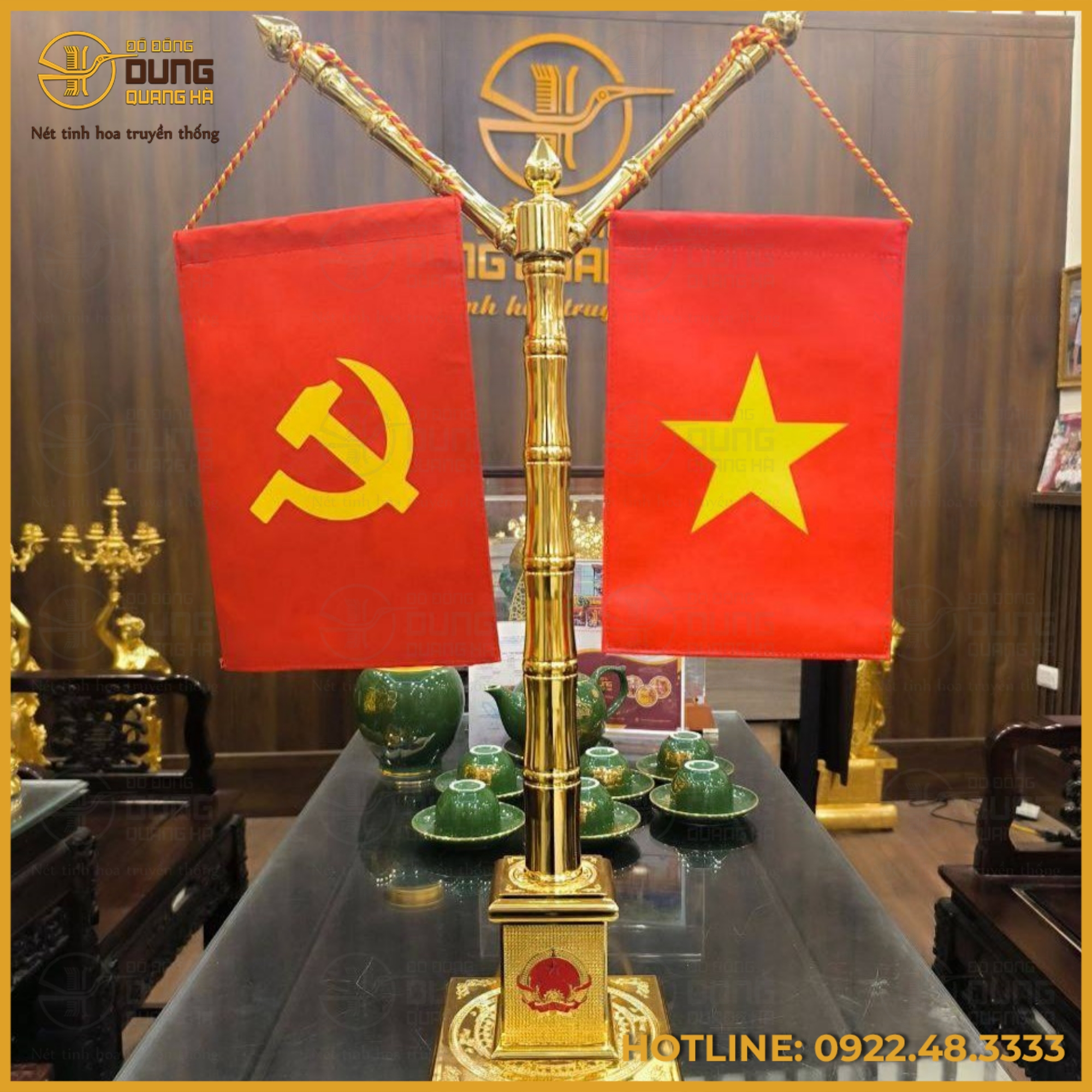 Mô hình cột cờ bằng đồng mạ vàng cao cấp
