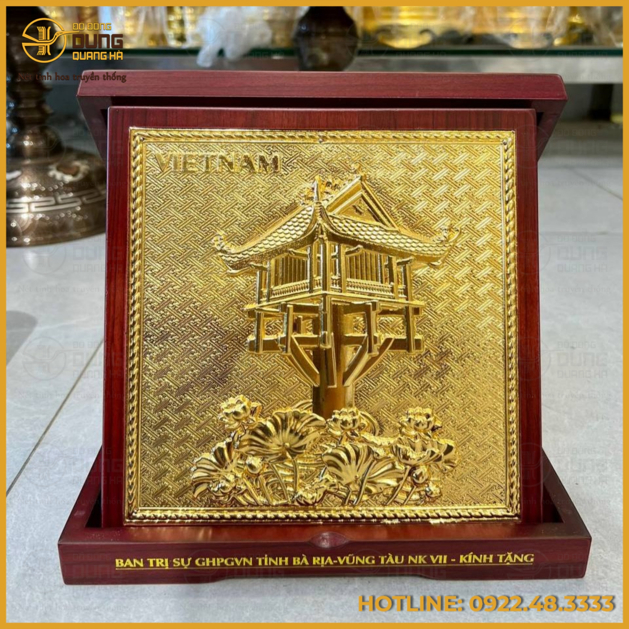 Tranh lưu niệm chùa Một Cột bằng đồng