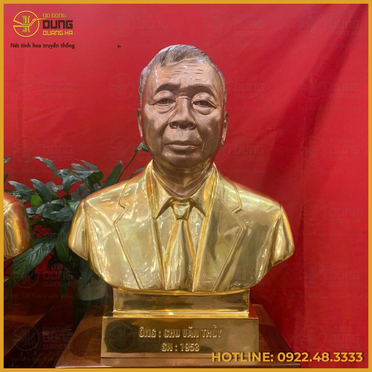 Tượng chân dung bán thân cụ ông mạ vàng cao cấp