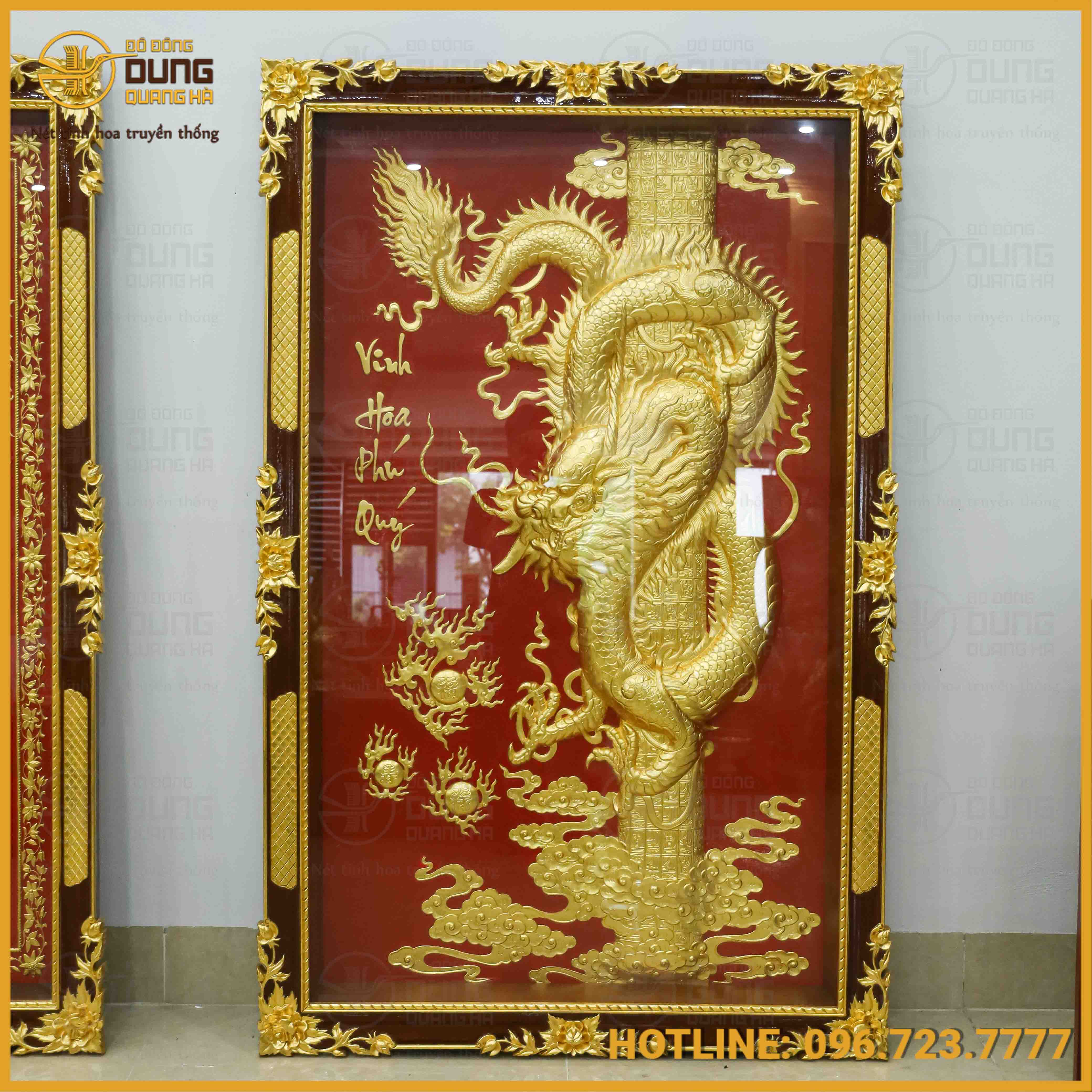 Tranh vinh hoa phú quý dát vàng nền đỏ