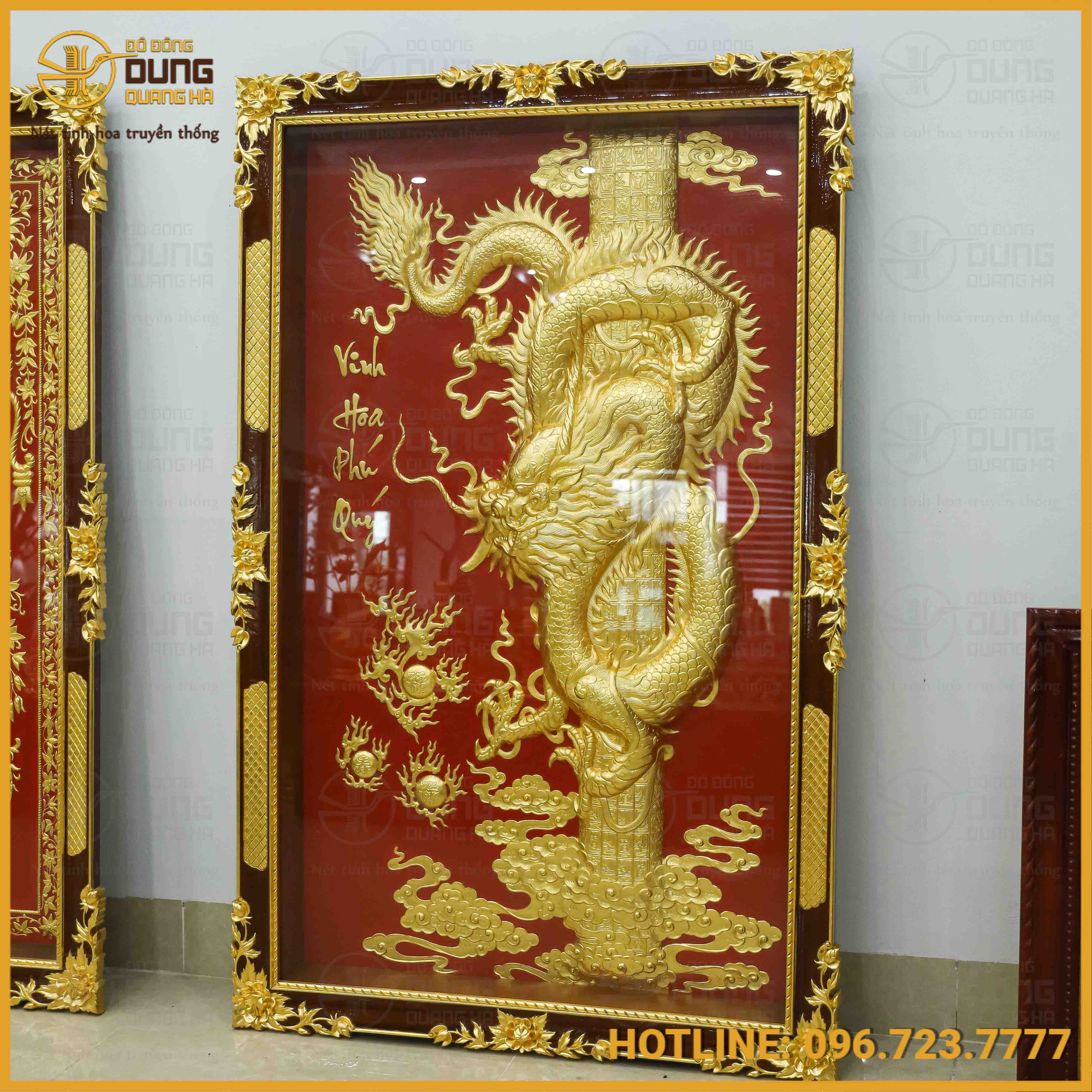 Tranh vinh hoa phú quý dát vàng nền đỏ
