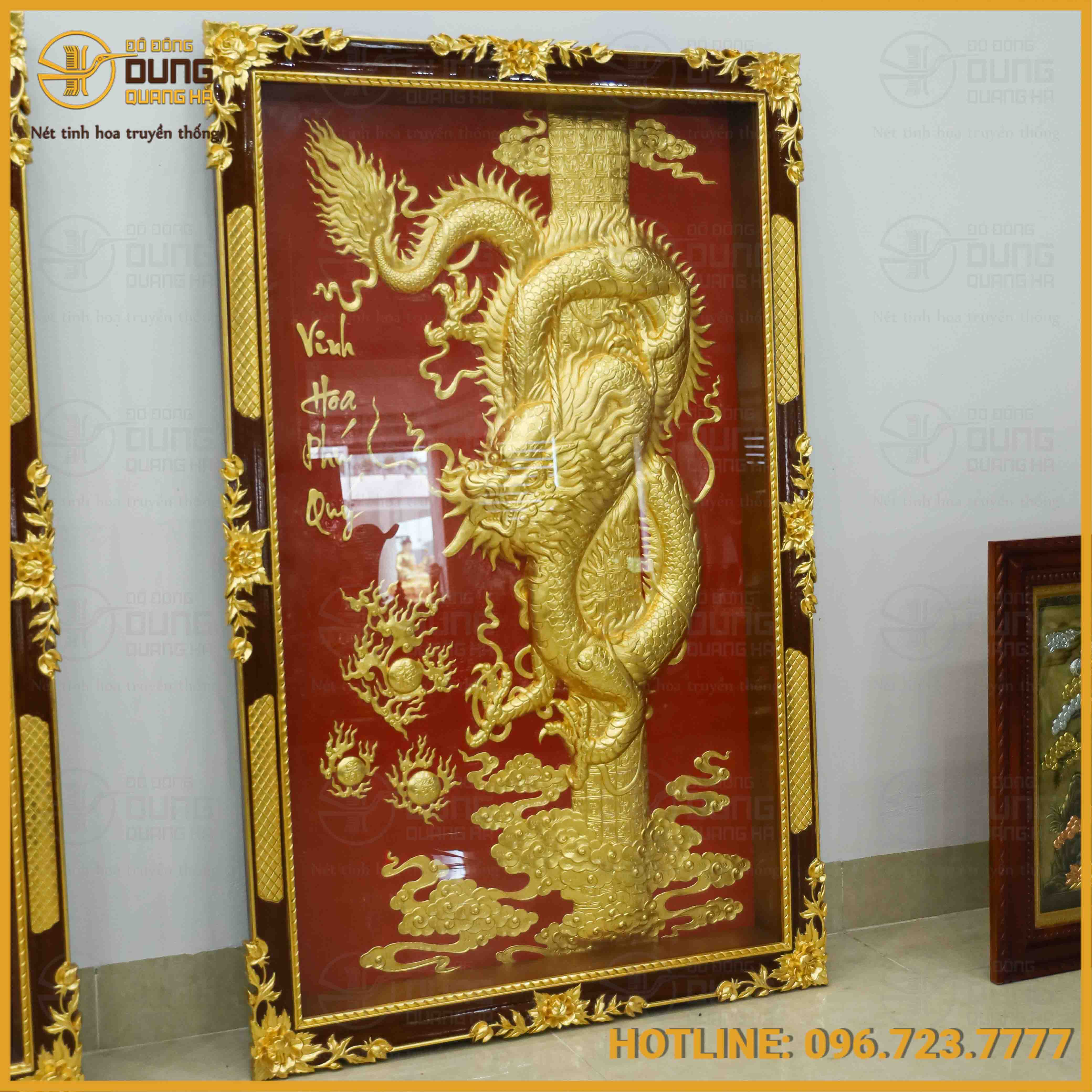 Tranh vinh hoa phú quý dát vàng nền đỏ
