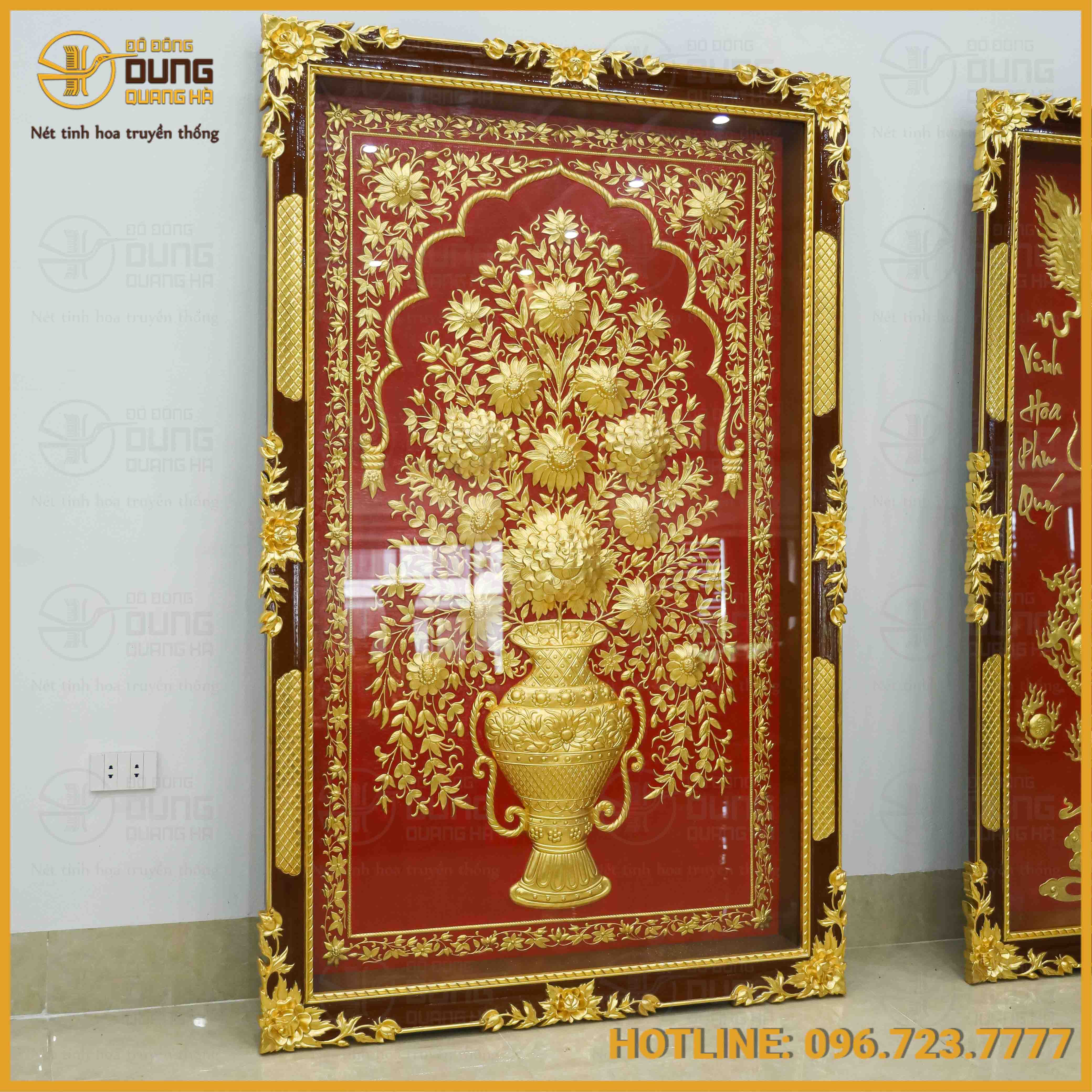Tranh chỉ vàng Dubai nền đỏ cao cấp