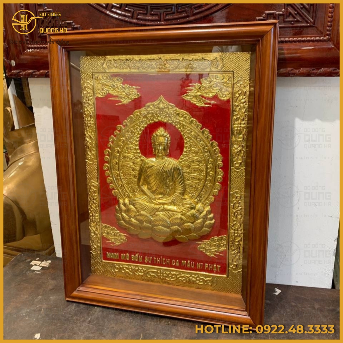 Tranh Phật Thích Ca bằng đồng dát vàng cao cấp