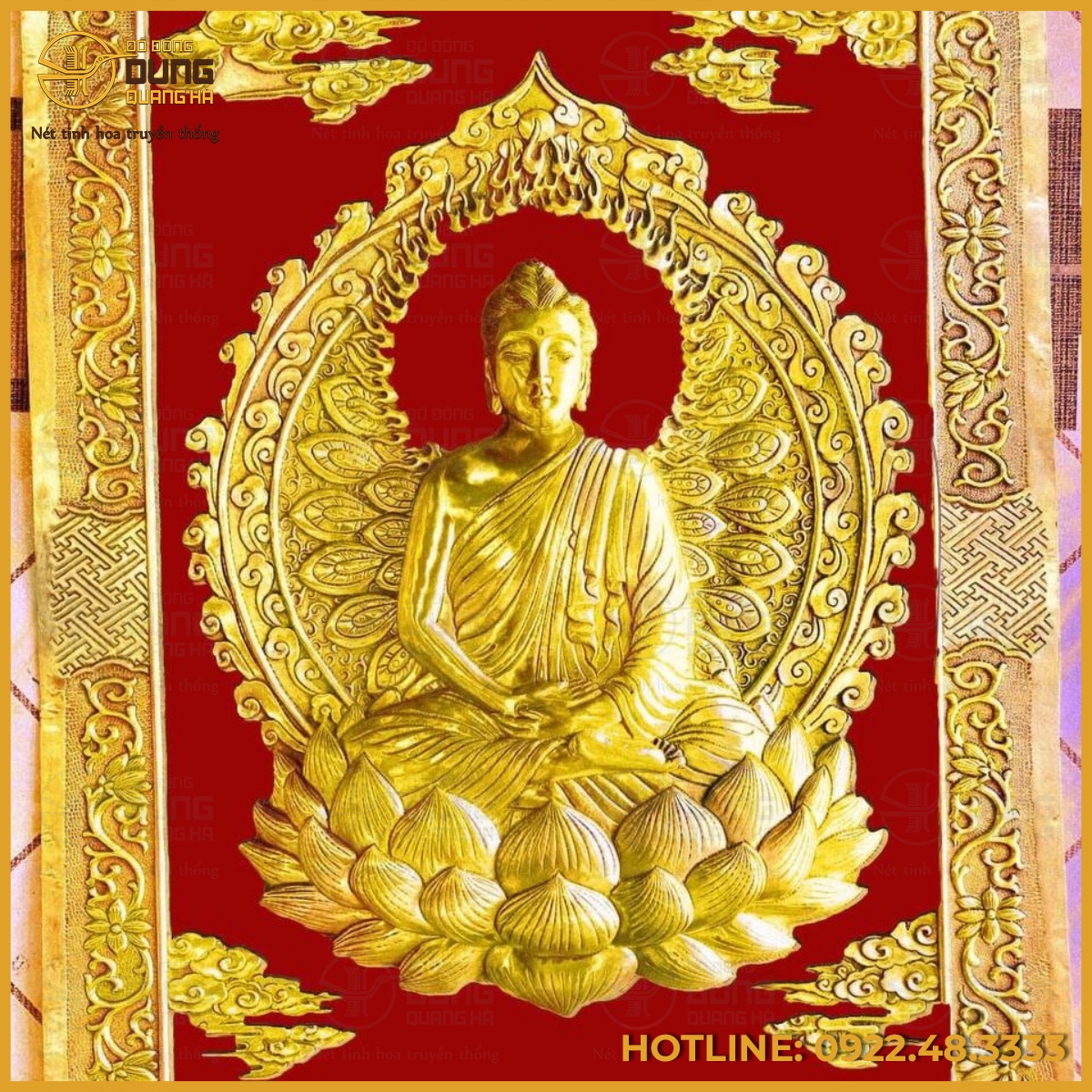 Tranh Phật Thích Ca bằng đồng dát vàng cao cấp