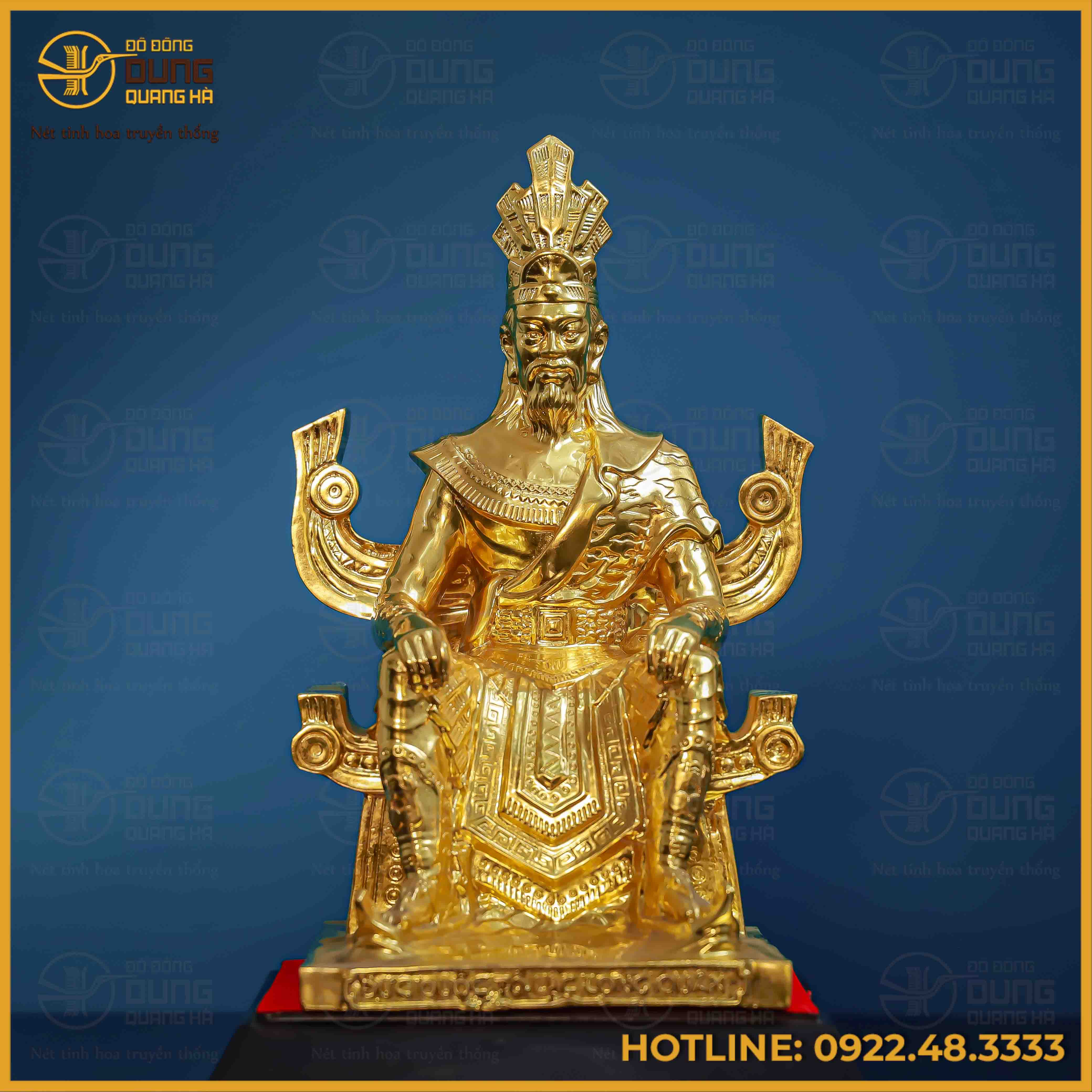 Tượng Vua Hùng đồng vàng dát vàng kích thước 28x15cm