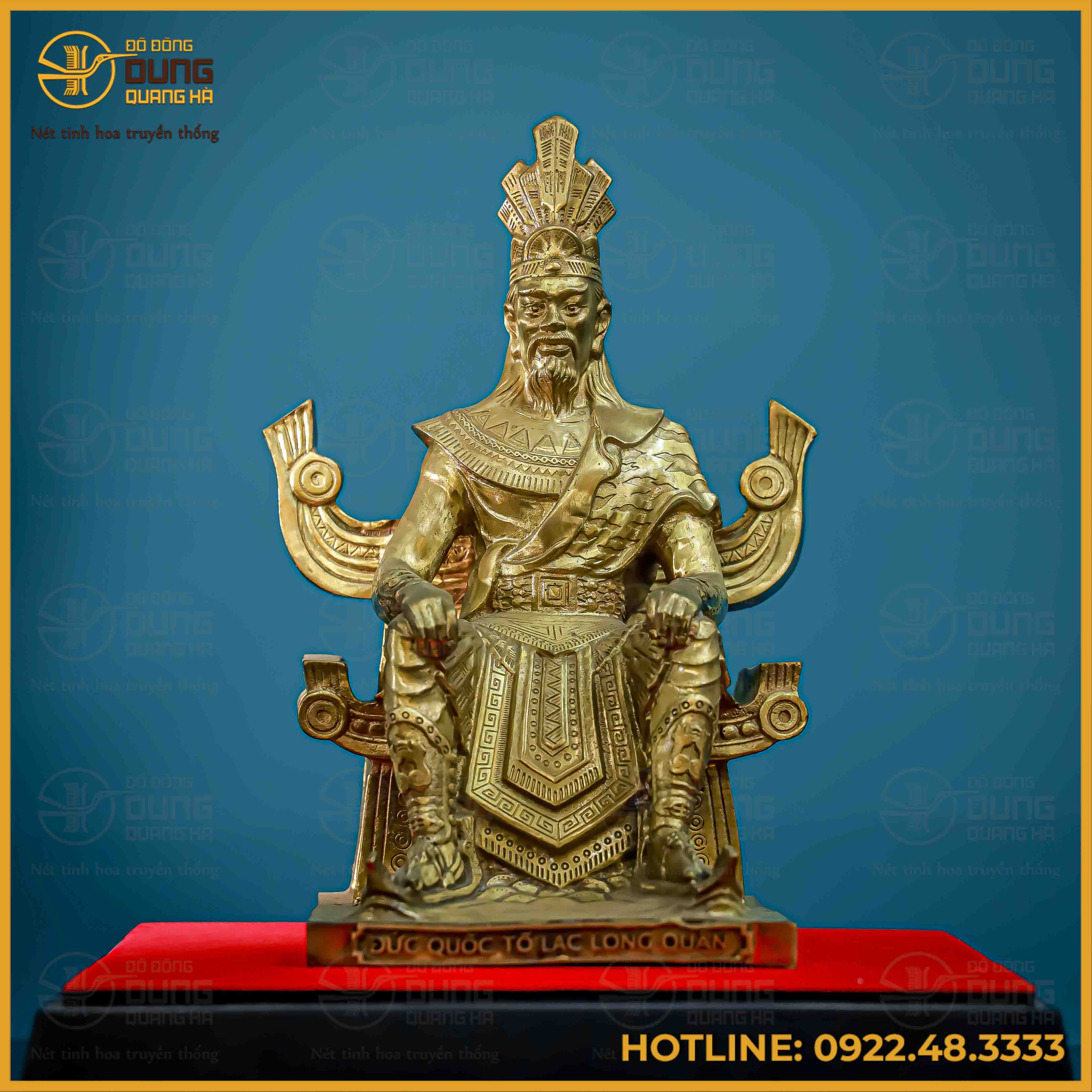 Tượng Lạc Long Quân đồng vàng cao 28cm