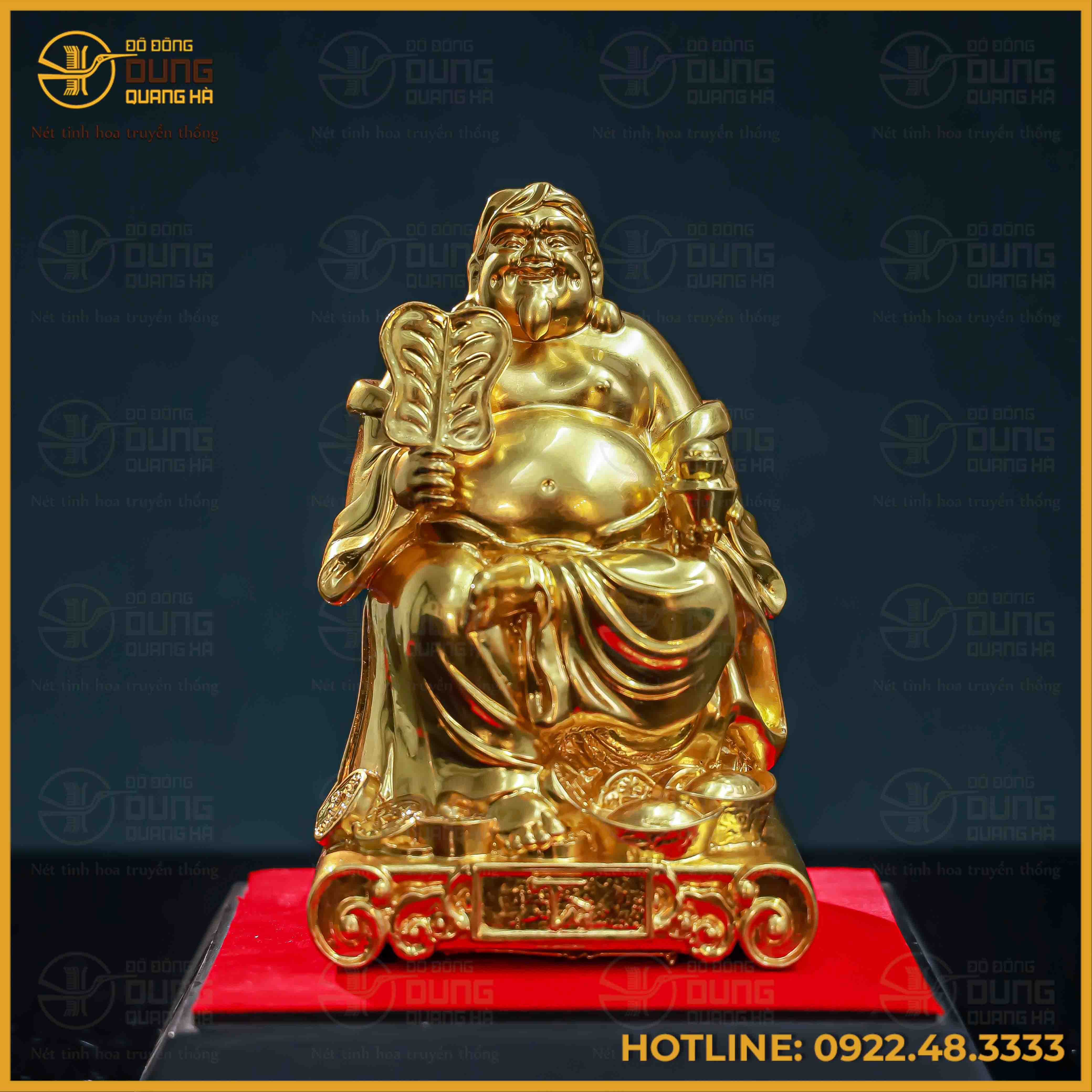 Tượng Thổ Địa đồng vàng dát vàng kích thước 19x12x10cm