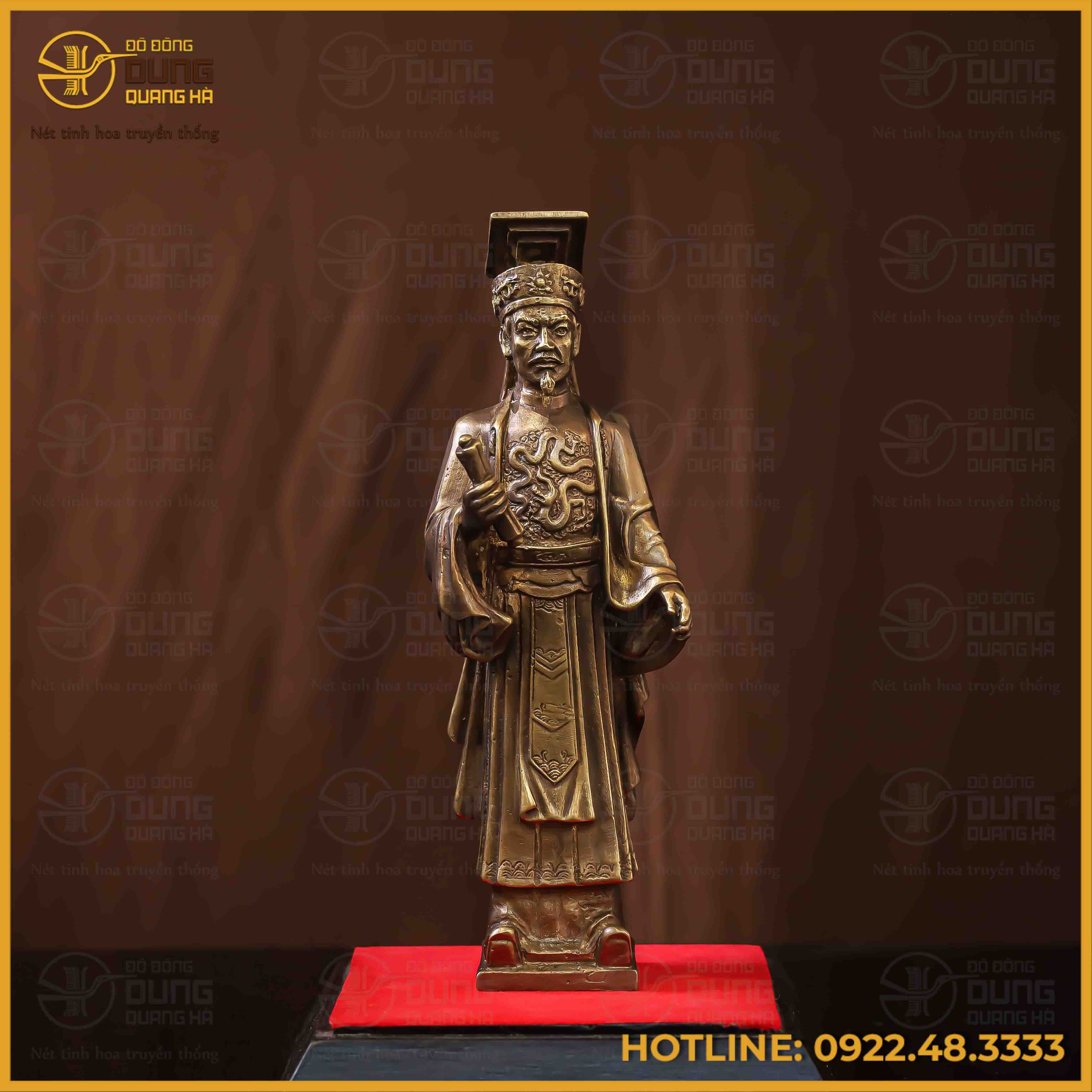 Tượng Lý Thái Tổ đồng vàng làm màu cao 23cm ngang 7cm nặng 1,2kg