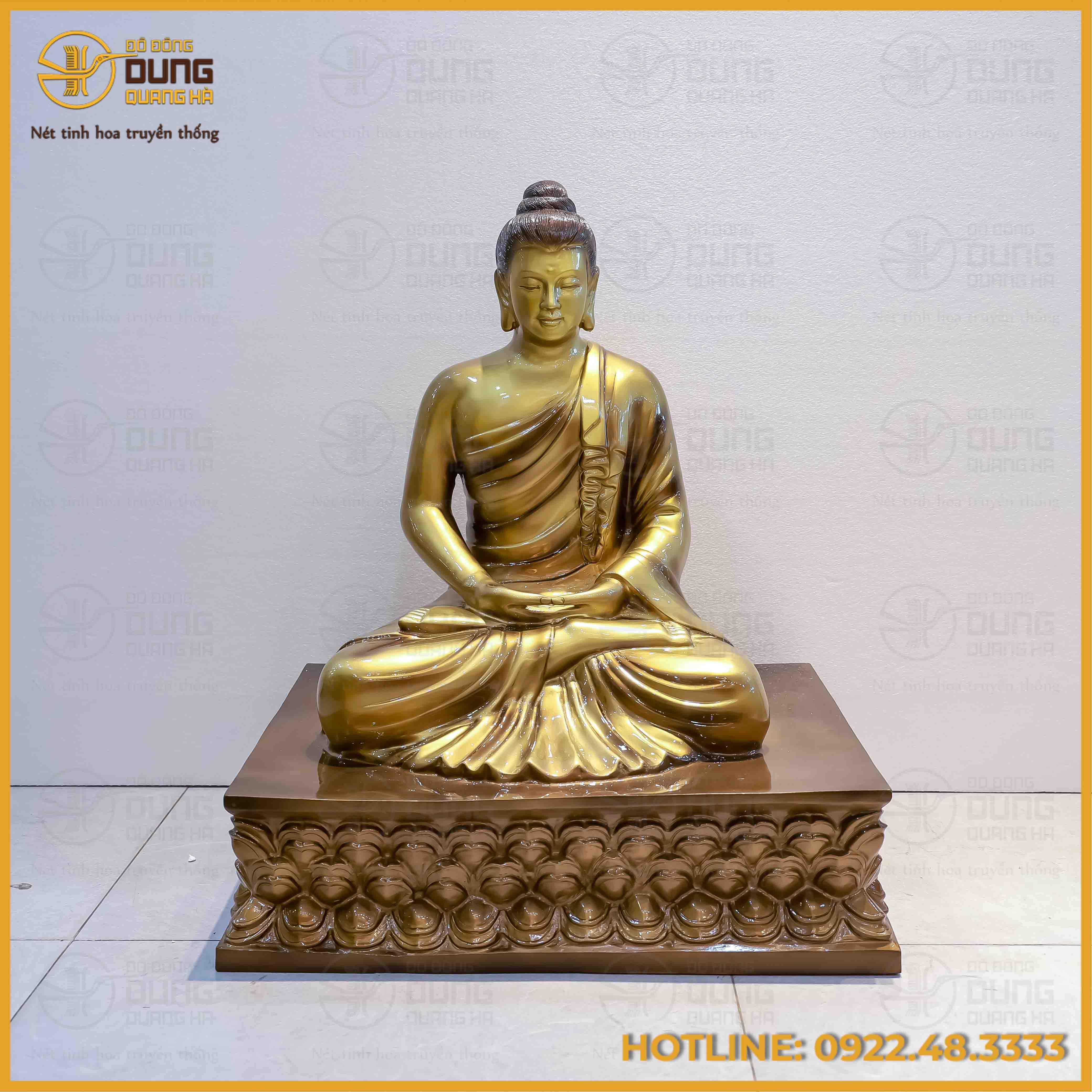 Tượng Phật Thích Ca ngồi đồng đỏ giả cổ cao 70cm