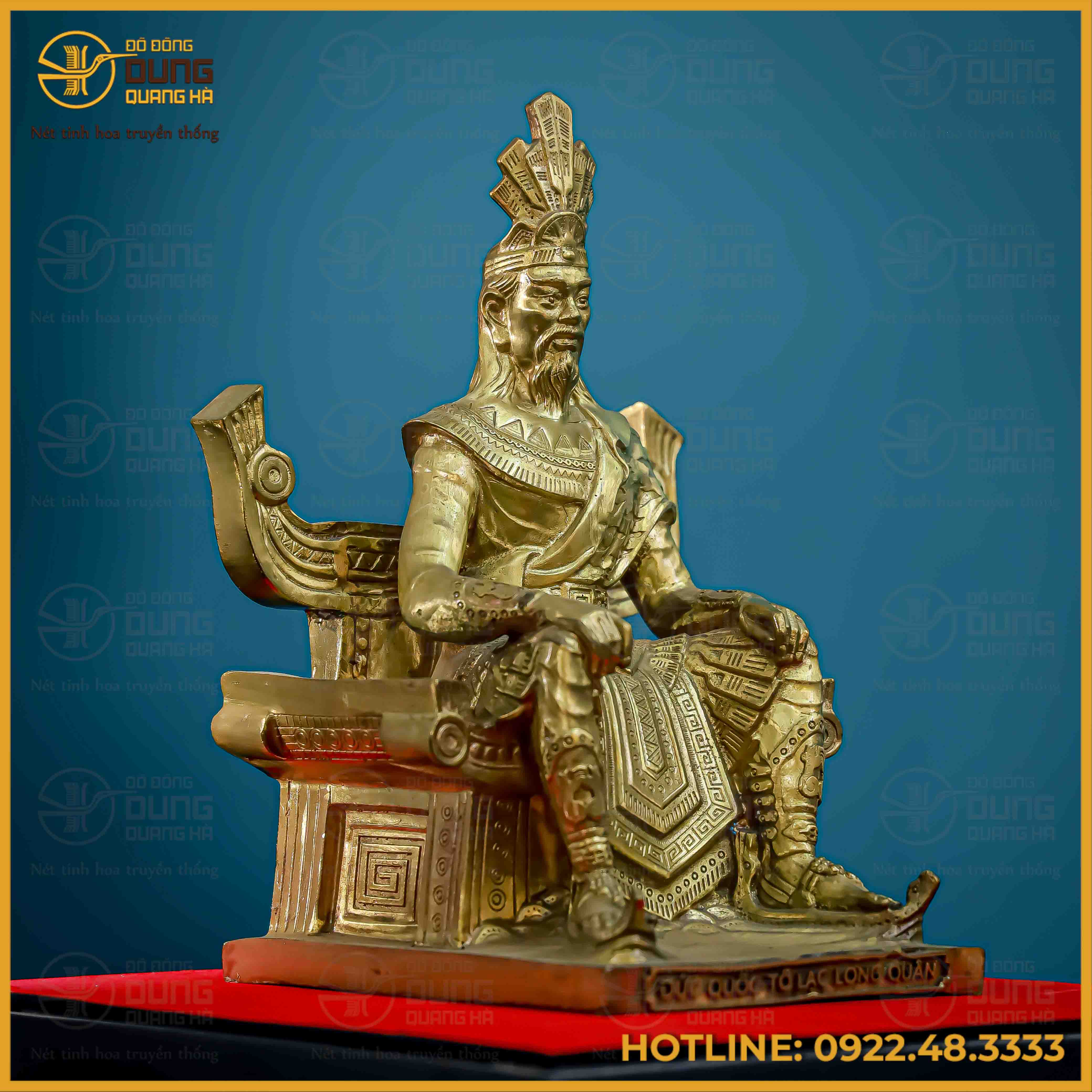 Tượng Lạc Long Quân đồng vàng cao 28cm
