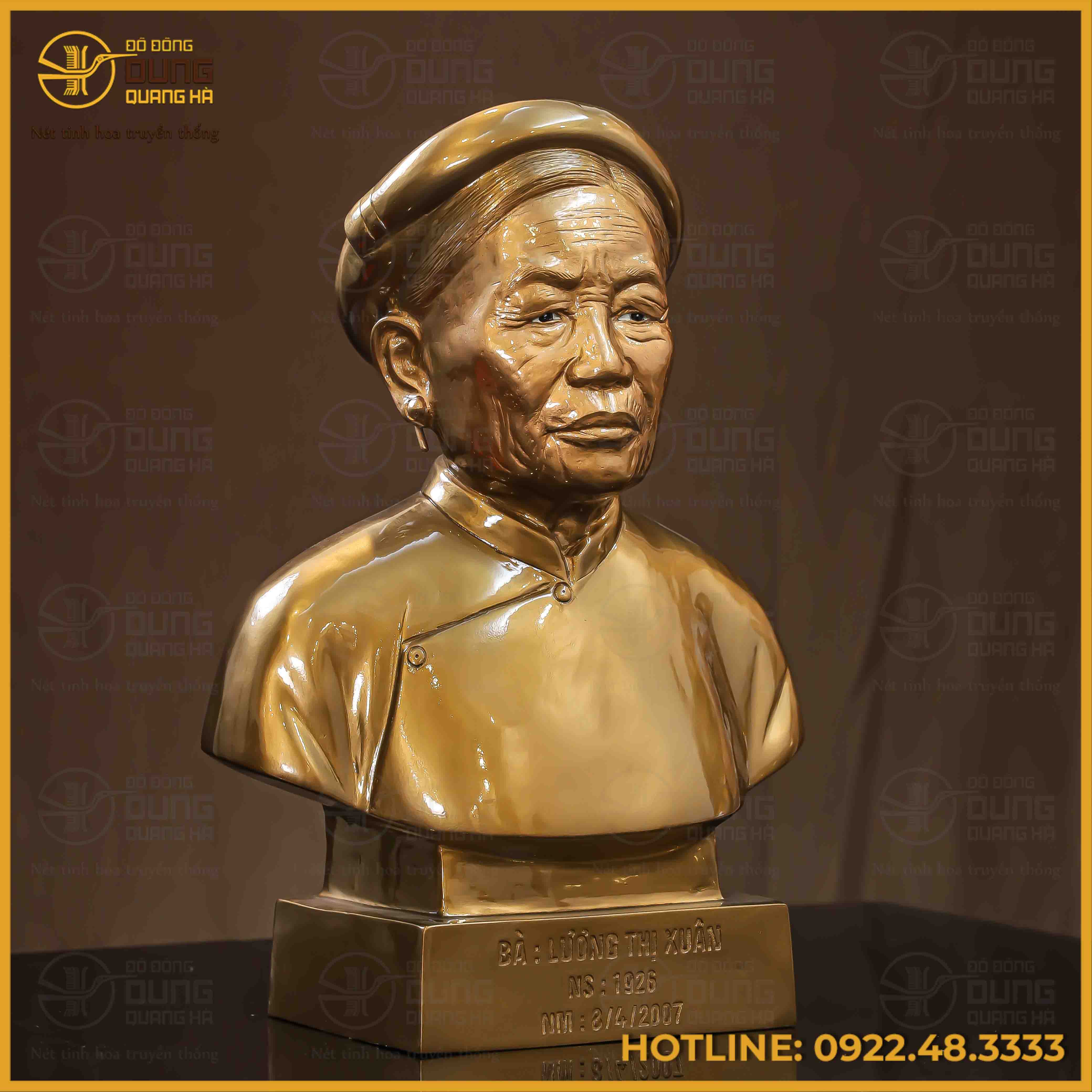 Tượng truyền thần cụ bà đồng đỏ làm màu cao 42cm hàng đặt riêng của khách