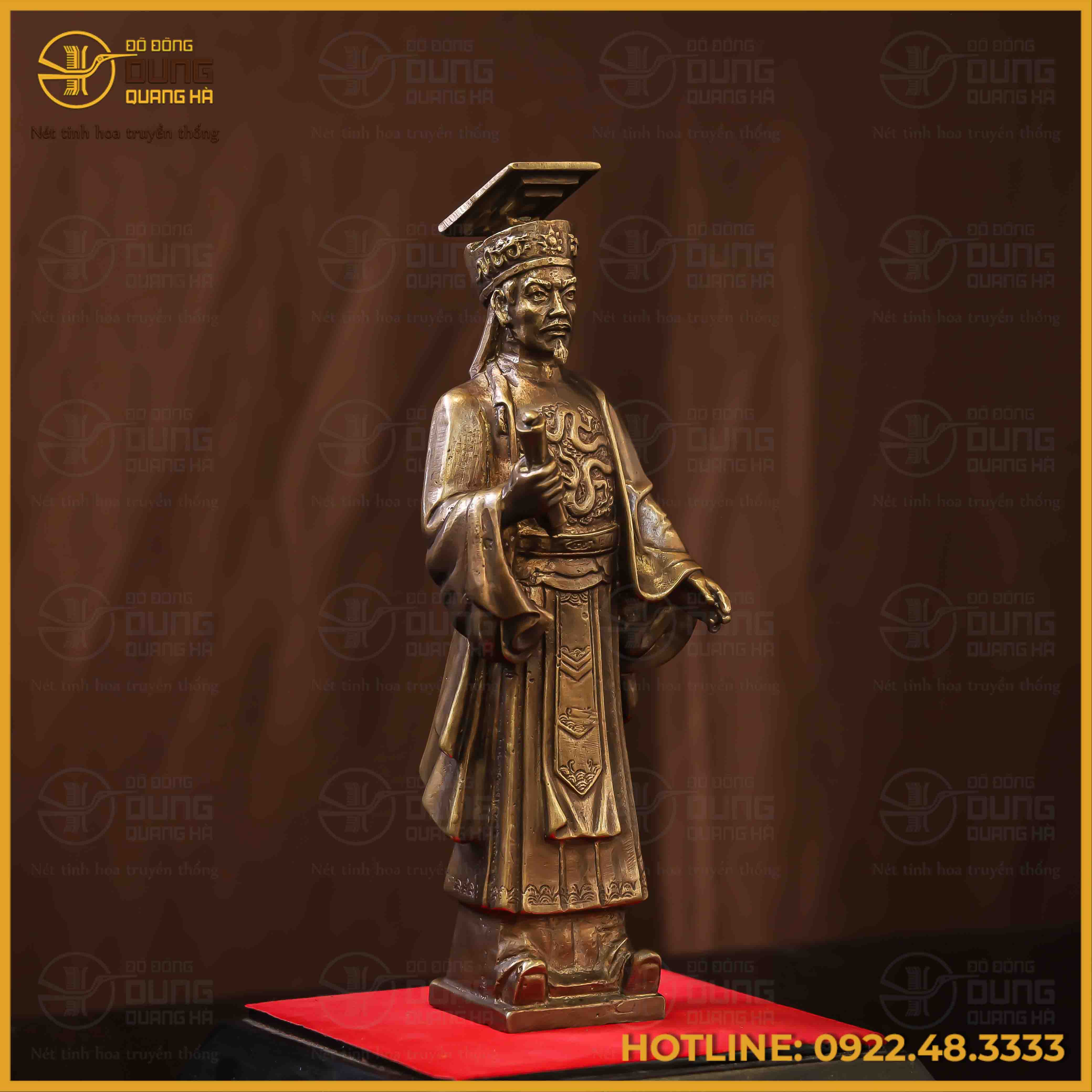 Tượng Lý Thái Tổ đồng vàng làm màu cao 23cm ngang 7cm nặng 1,2kg