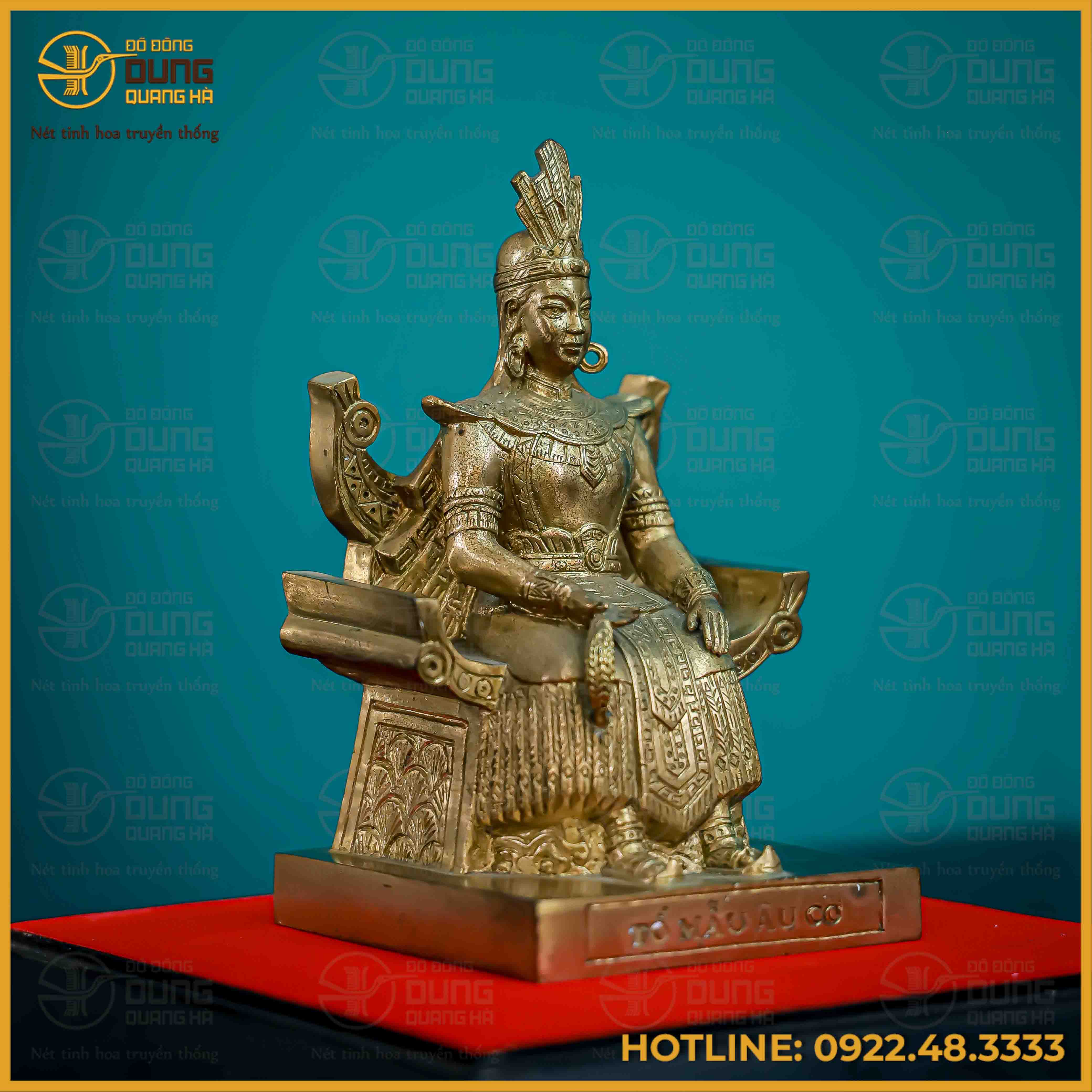 Tượng Âu Cơ đồng vàng giả cổ cao 16cm