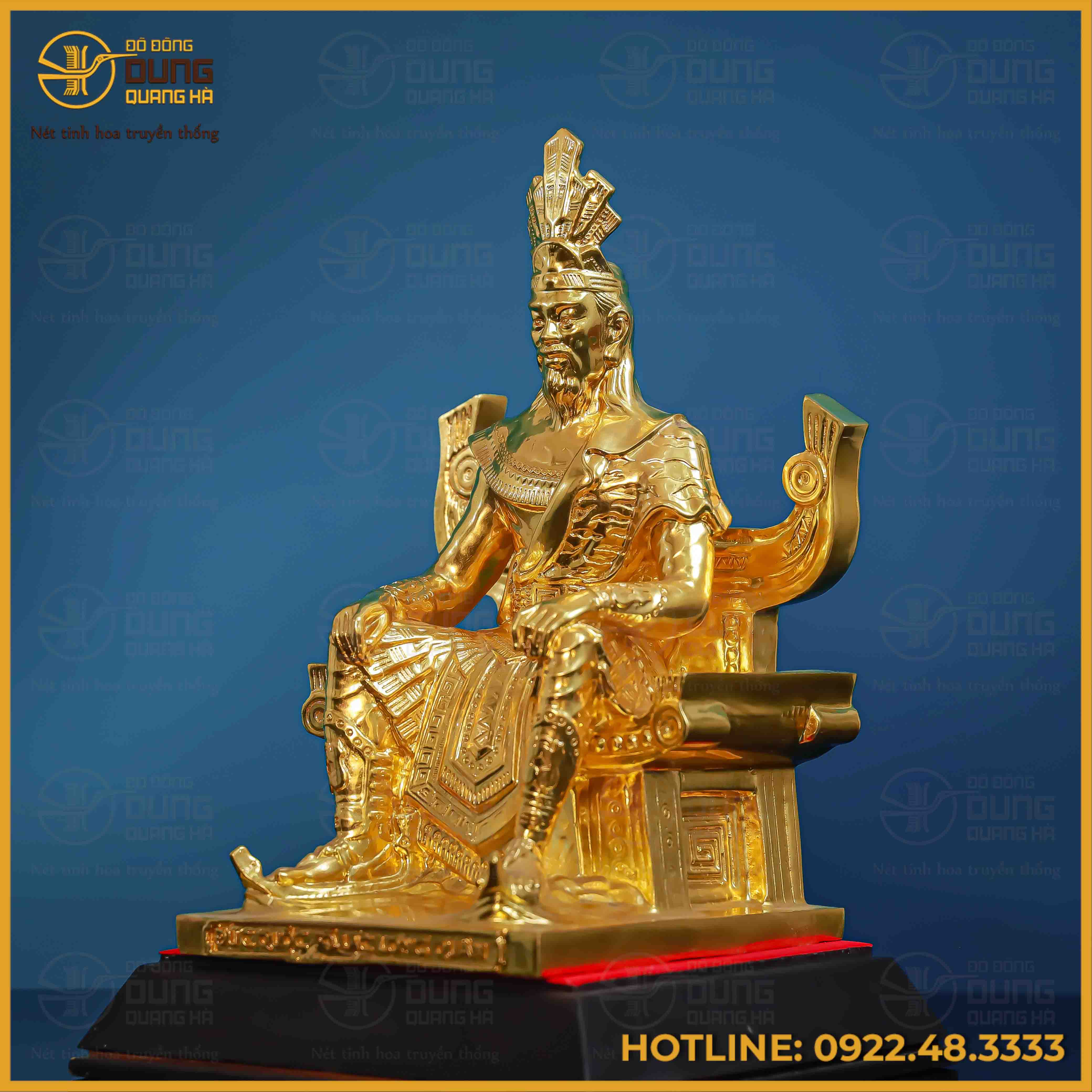 Tượng Vua Hùng đồng vàng dát vàng kích thước 28x15cm