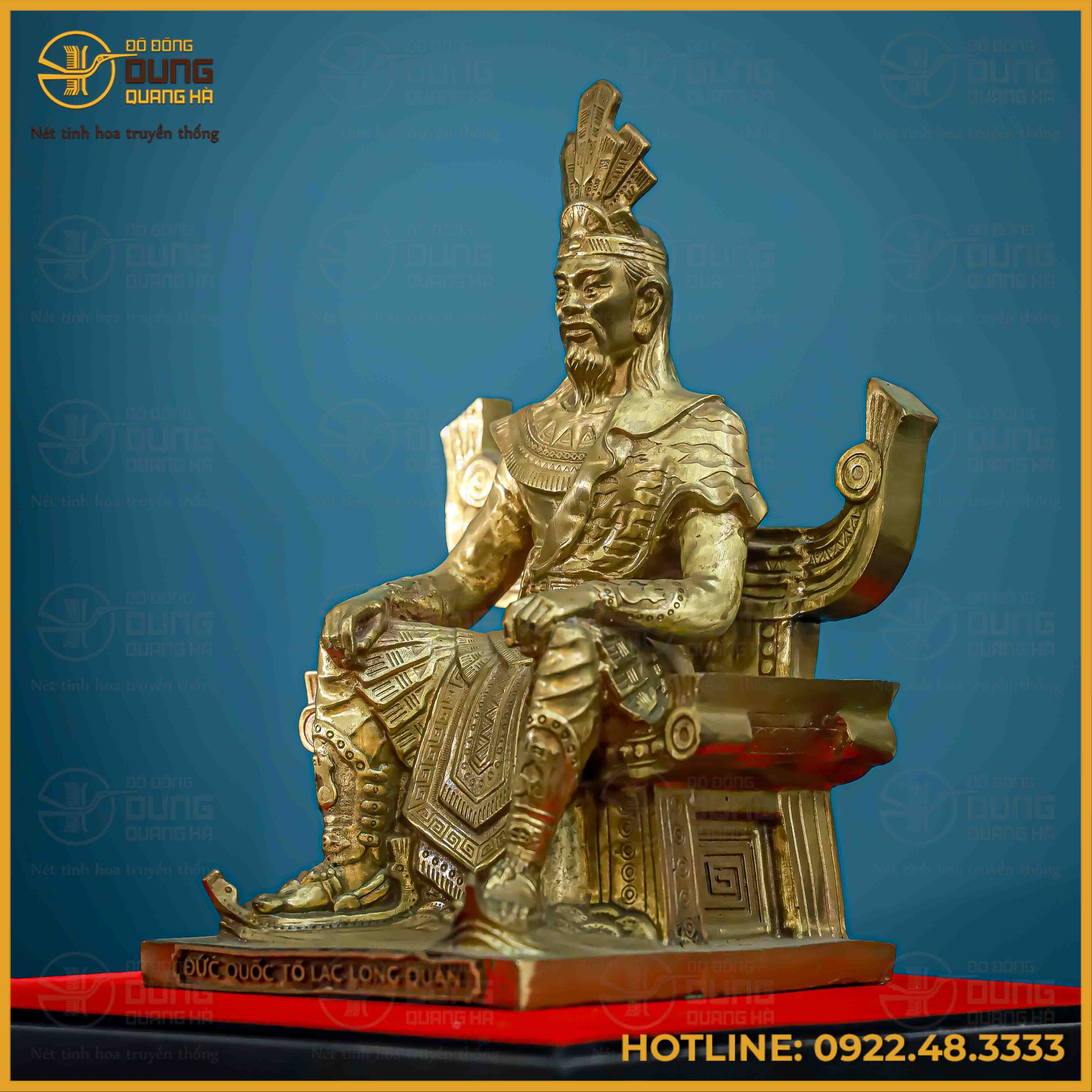 Tượng Lạc Long Quân đồng vàng cao 28cm