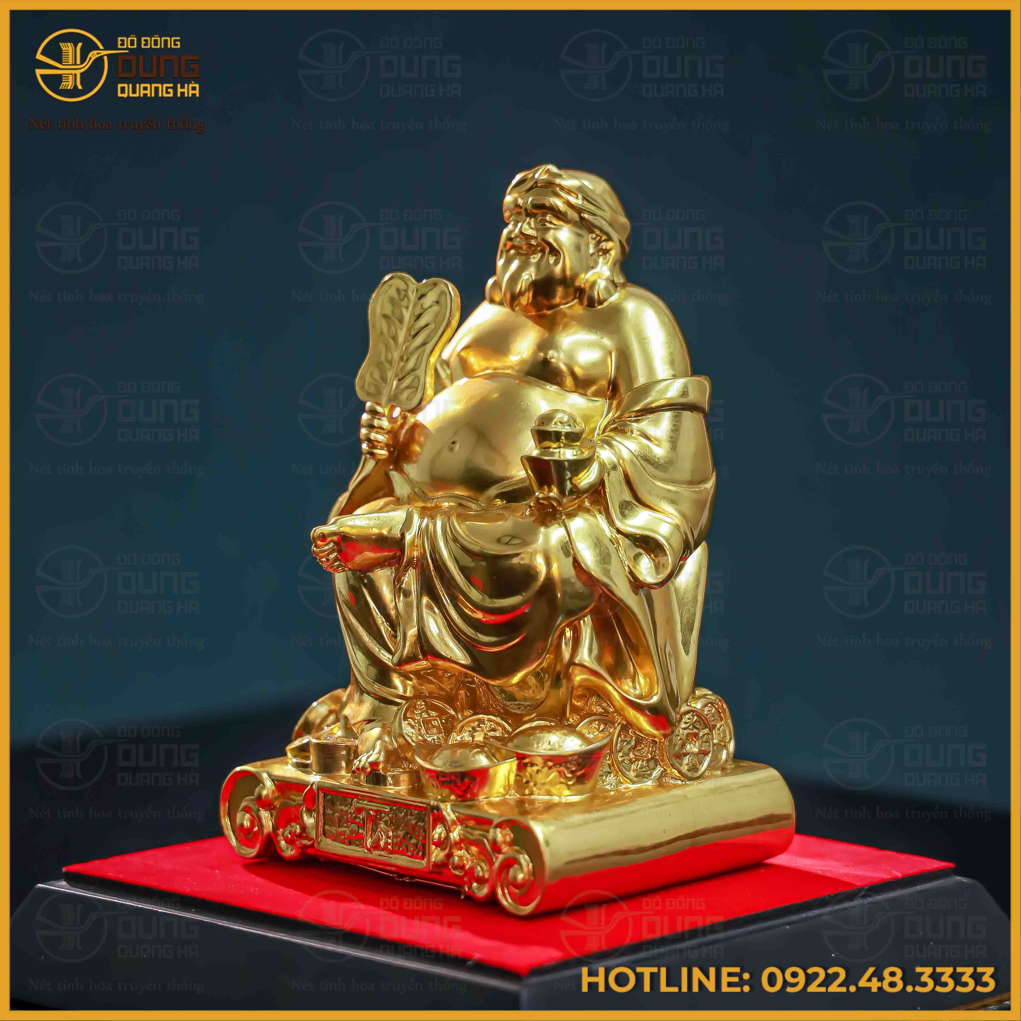Tượng Thổ Địa đồng vàng dát vàng kích thước 19x12x10cm