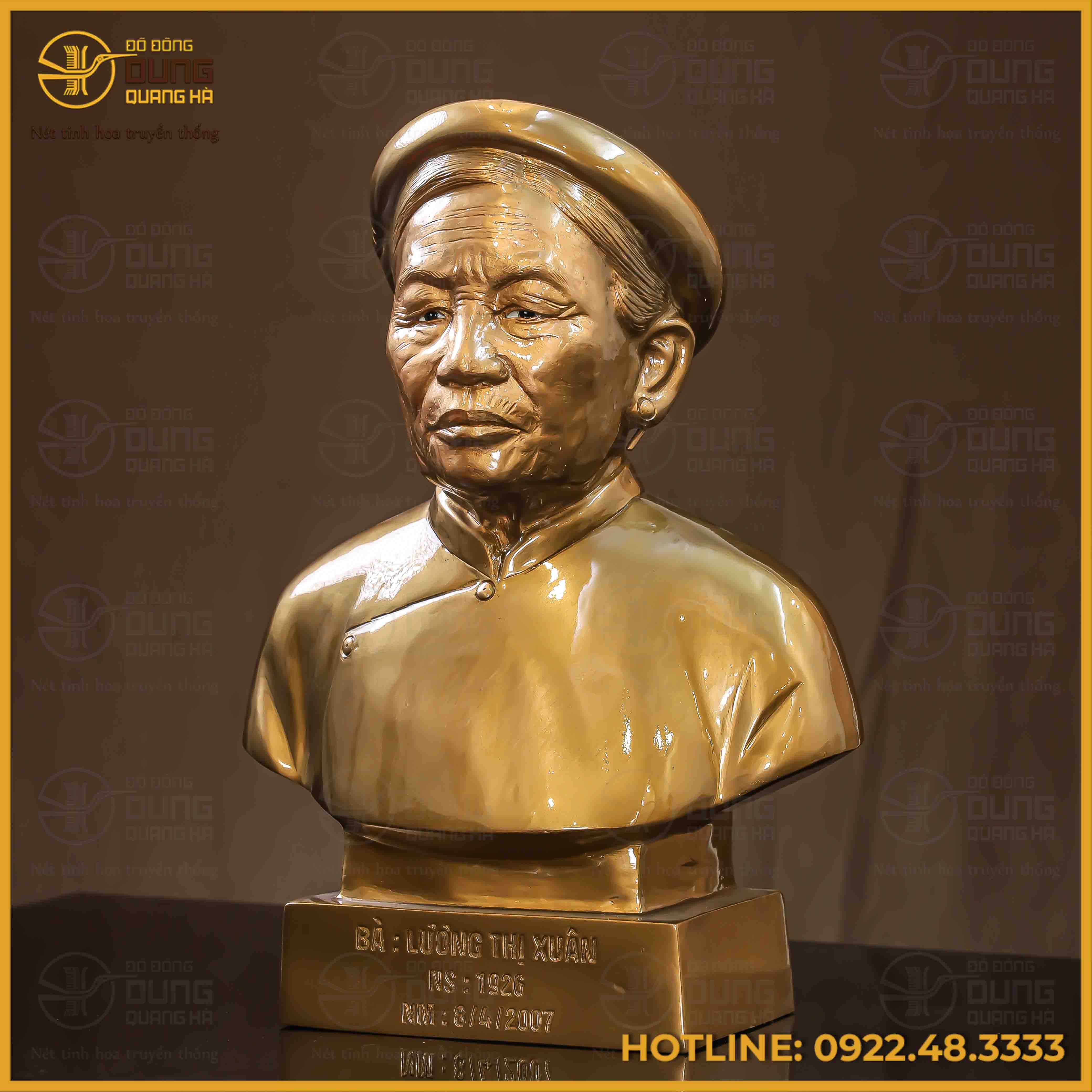 Tượng truyền thần cụ bà đồng đỏ làm màu cao 42cm hàng đặt riêng của khách