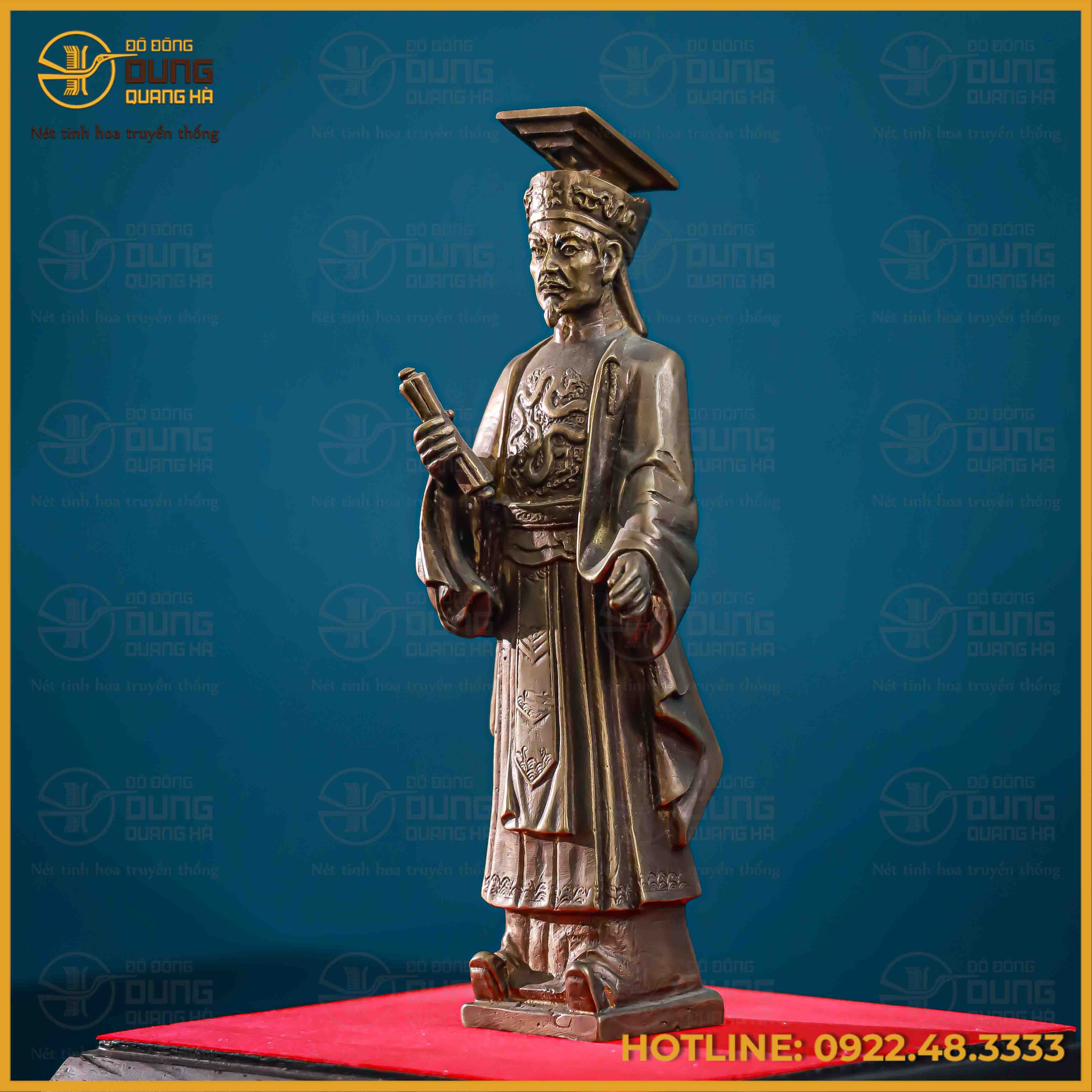 Tượng Lý Thái Tổ đồng vàng làm màu giả cổ cao 23cm