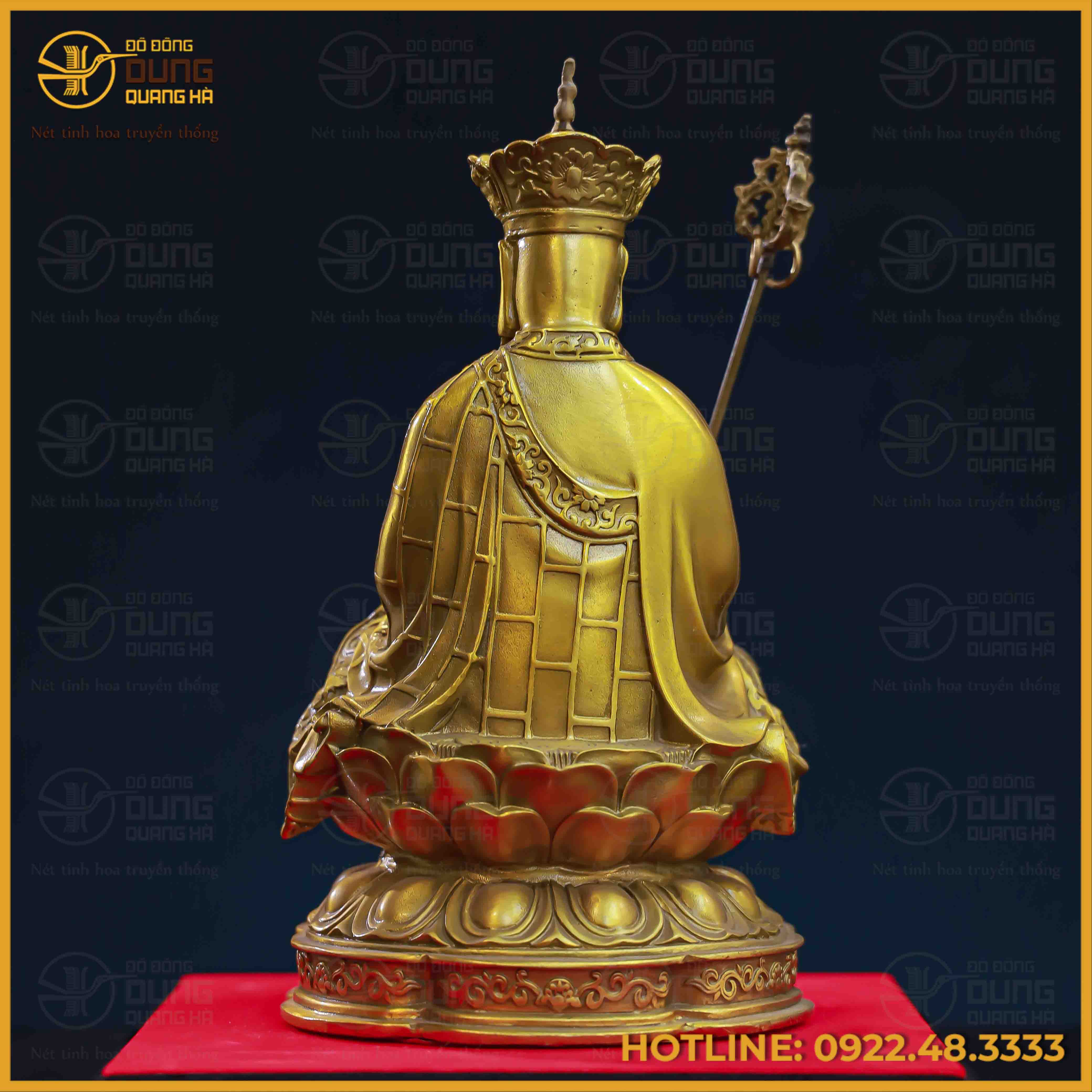 Tượng Địa Tạng Vương Bồ Tát áo hoa đồng vàng cao 30cm