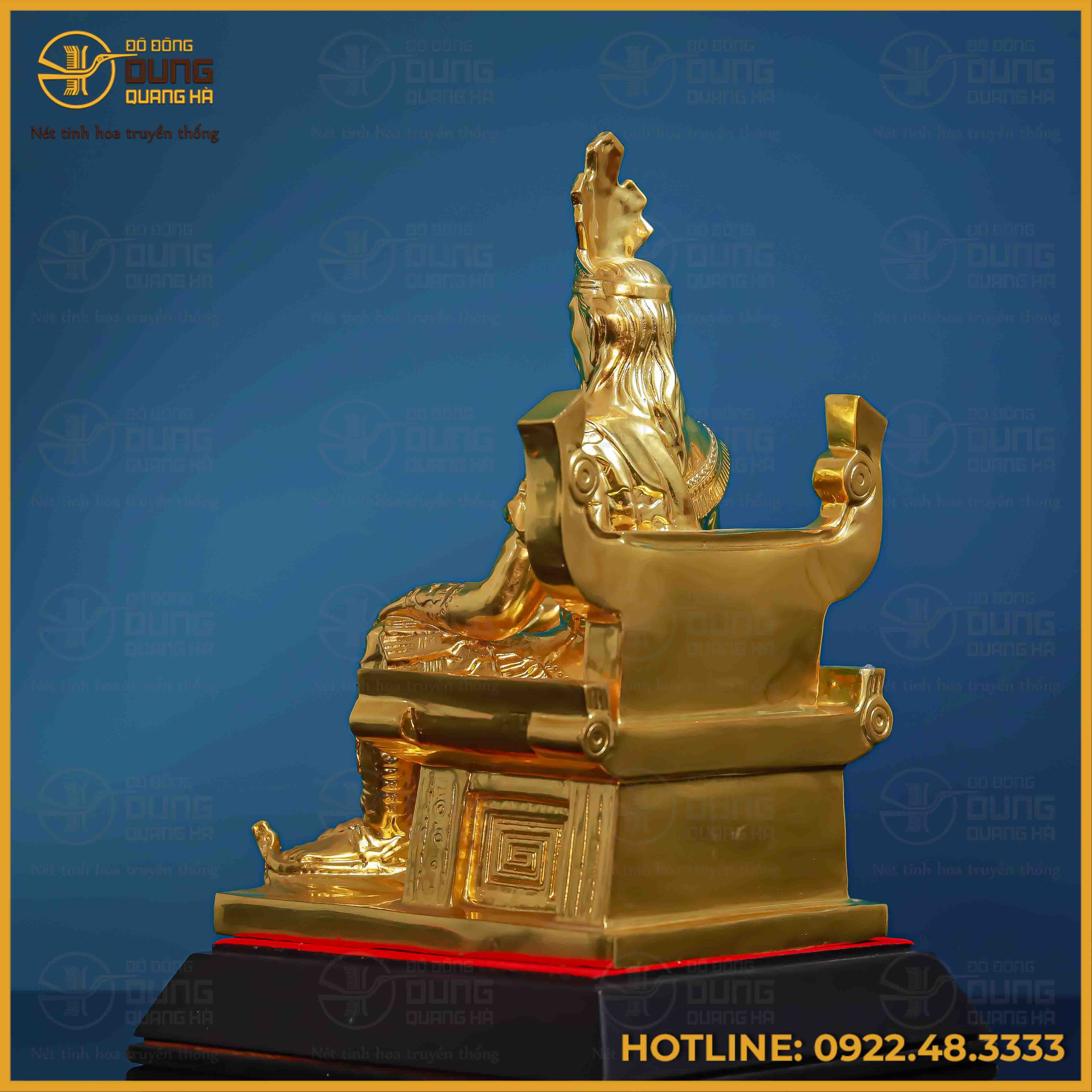 Tượng Vua Hùng đồng vàng dát vàng kích thước 28x15cm
