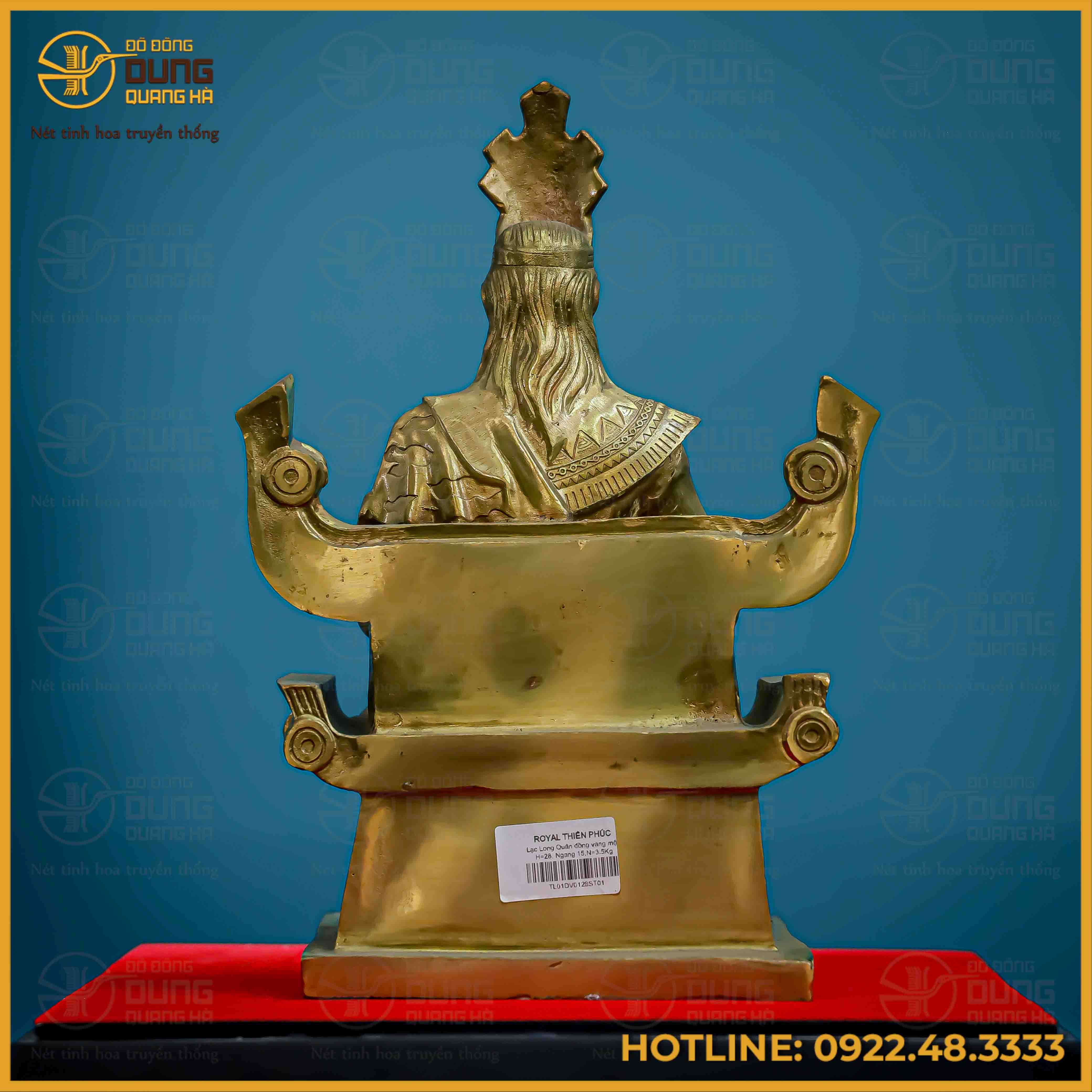 Tượng Lạc Long Quân đồng vàng cao 28cm