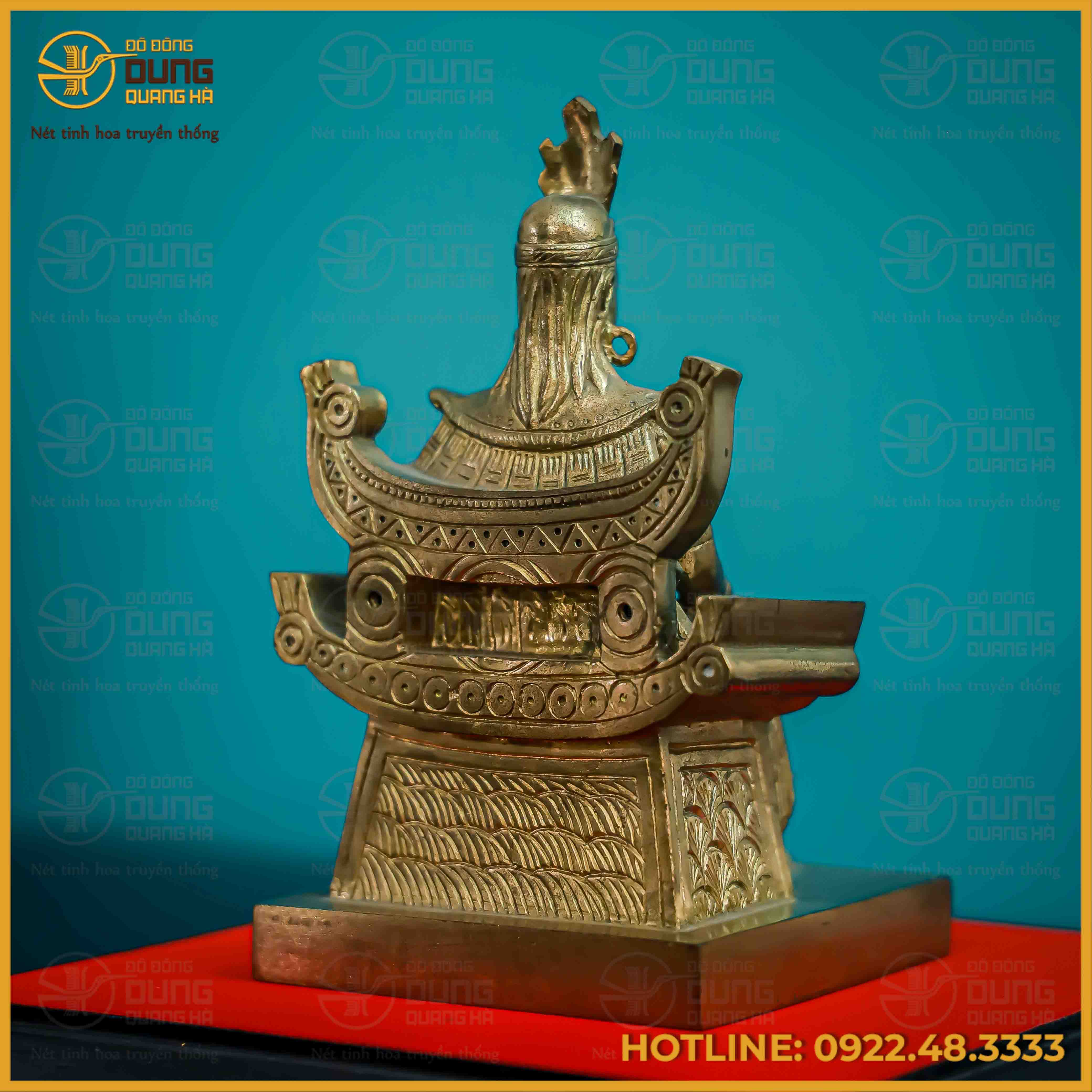 Tượng Âu Cơ đồng vàng giả cổ cao 16cm