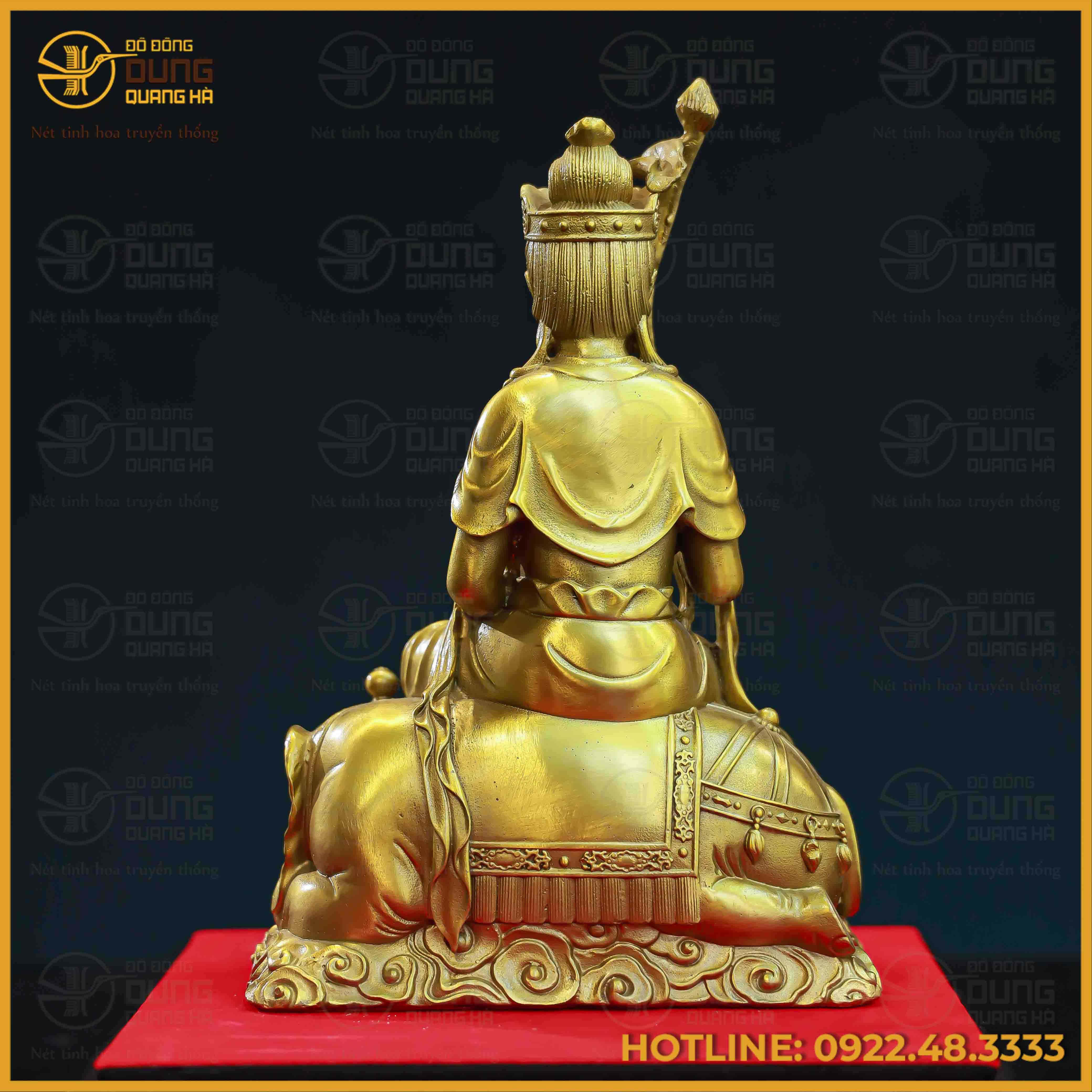Tượng Phổ Hiền Bồ Tát đồng vàng kích thước 24x15cm nặng 1,5kg