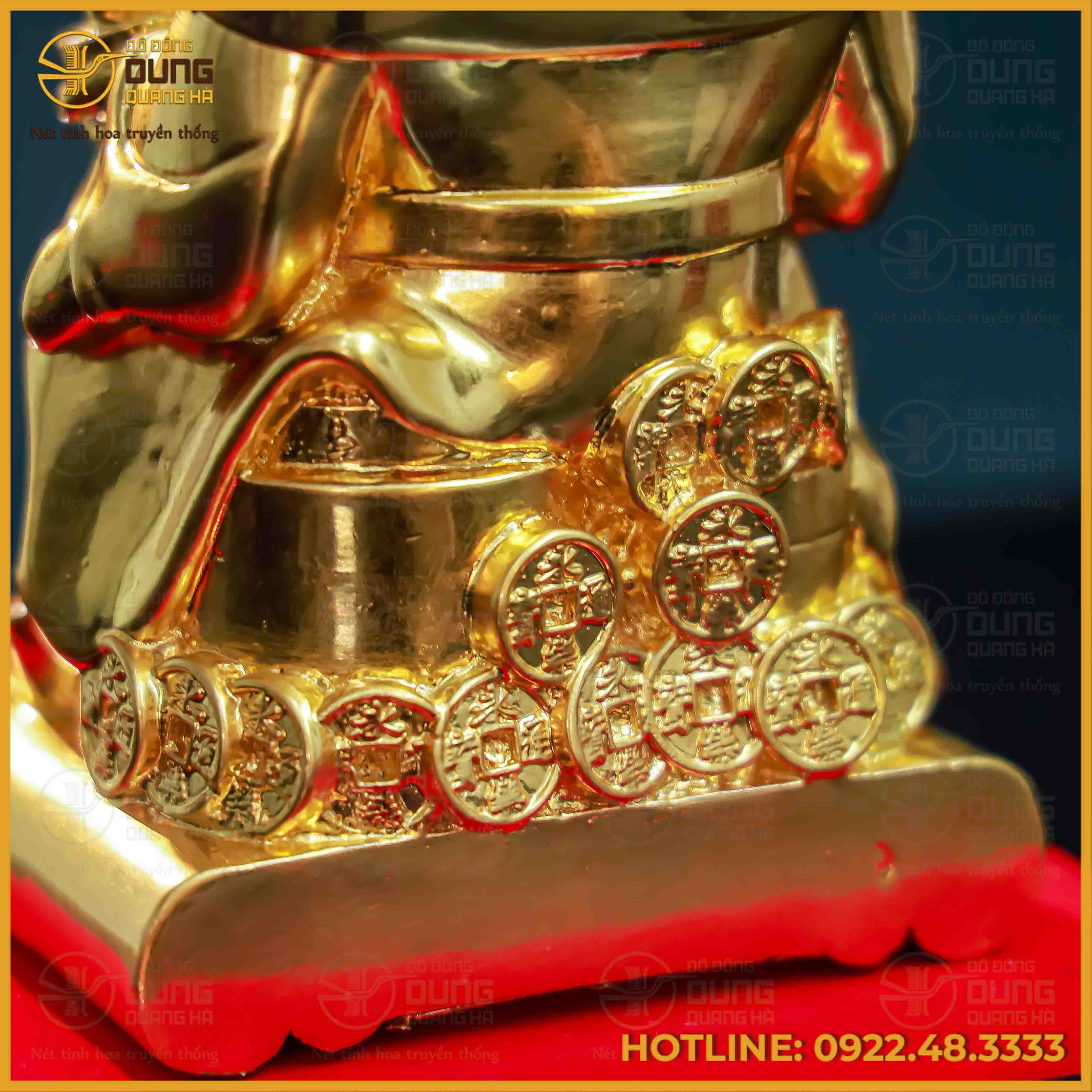 Tượng Thổ Địa đồng vàng dát vàng kích thước 19x12x10cm