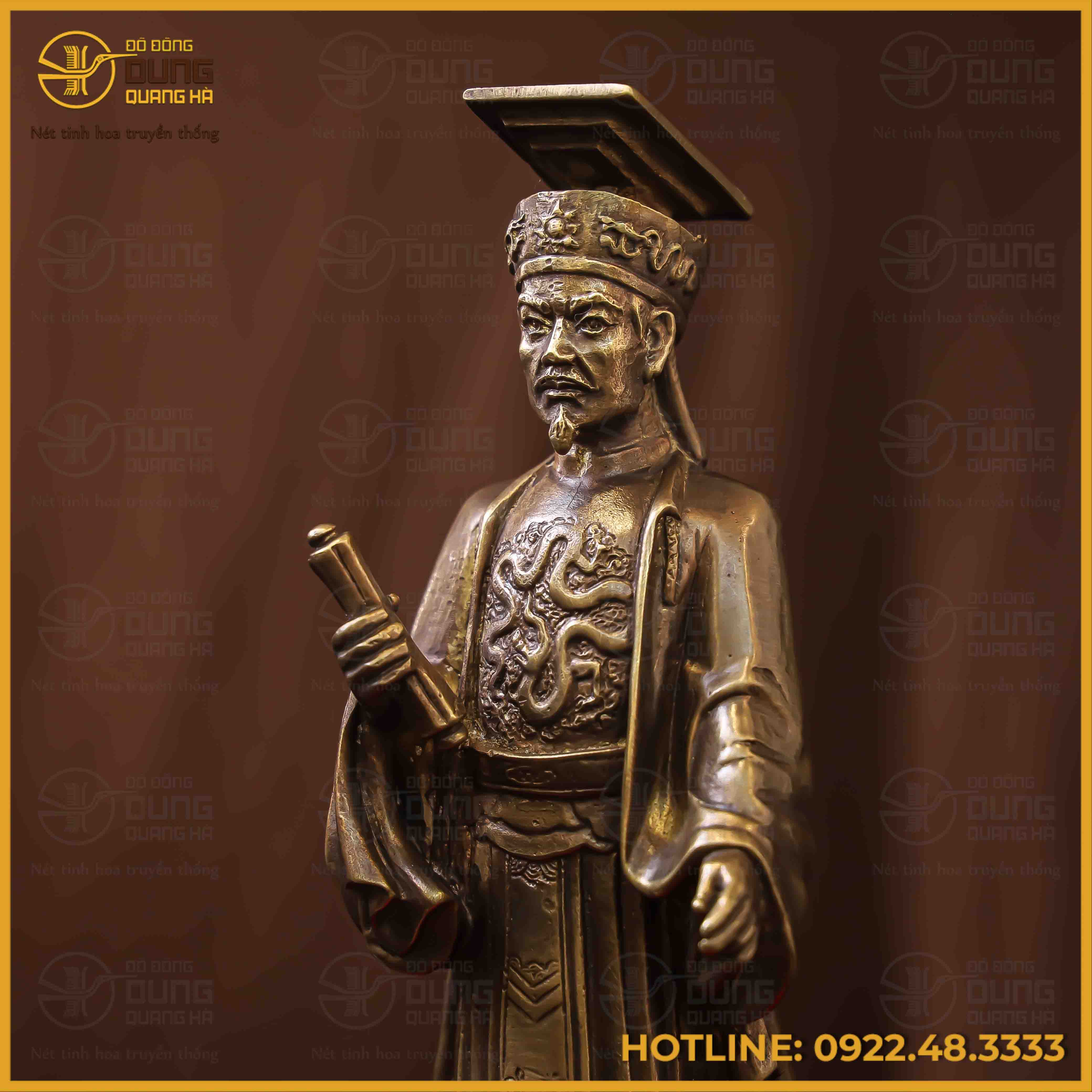 Tượng Lý Thái Tổ đồng vàng làm màu cao 23cm ngang 7cm nặng 1,2kg