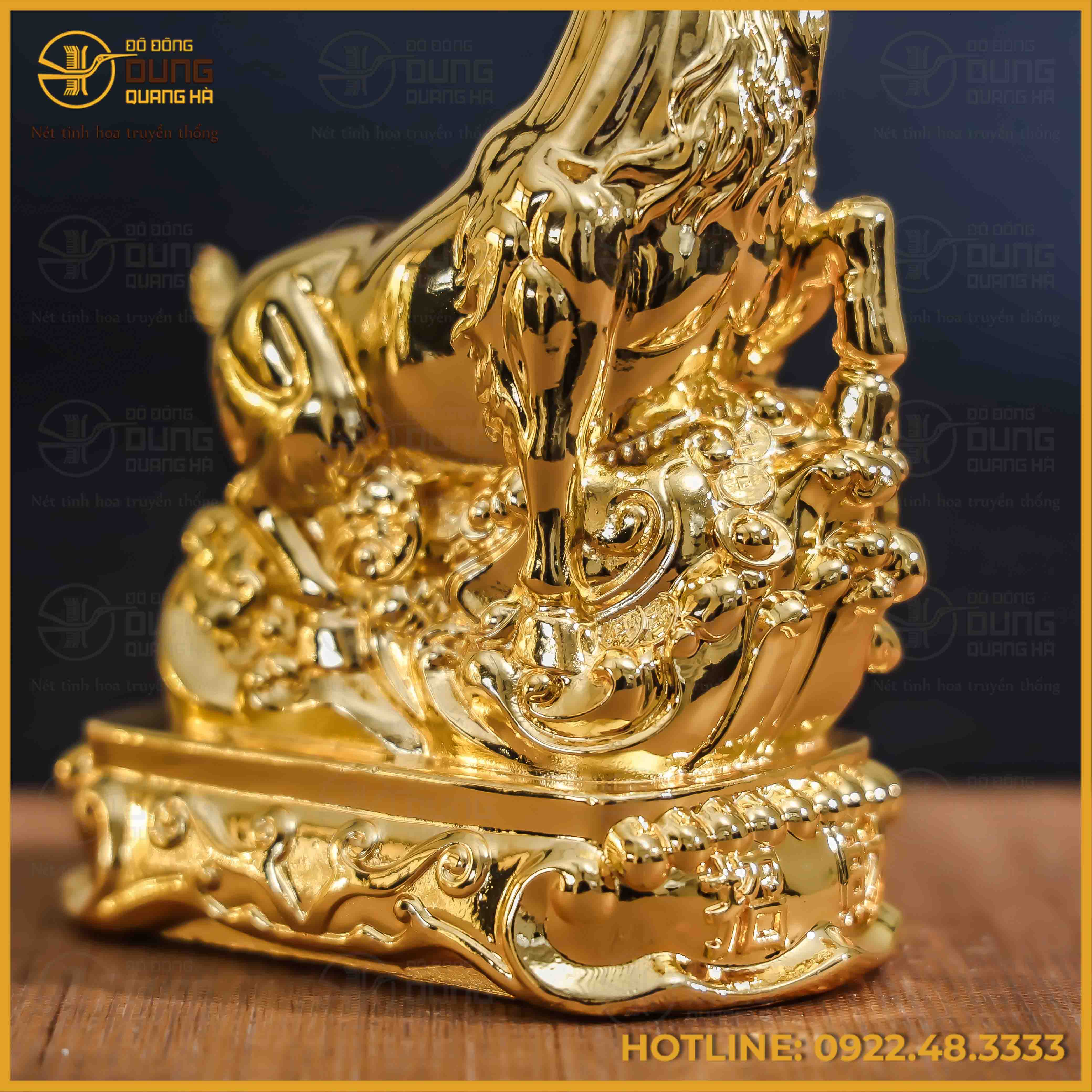 Tượng dê đồng vàng mạ vàng kích thước 15x13cm nặng 1,1kg