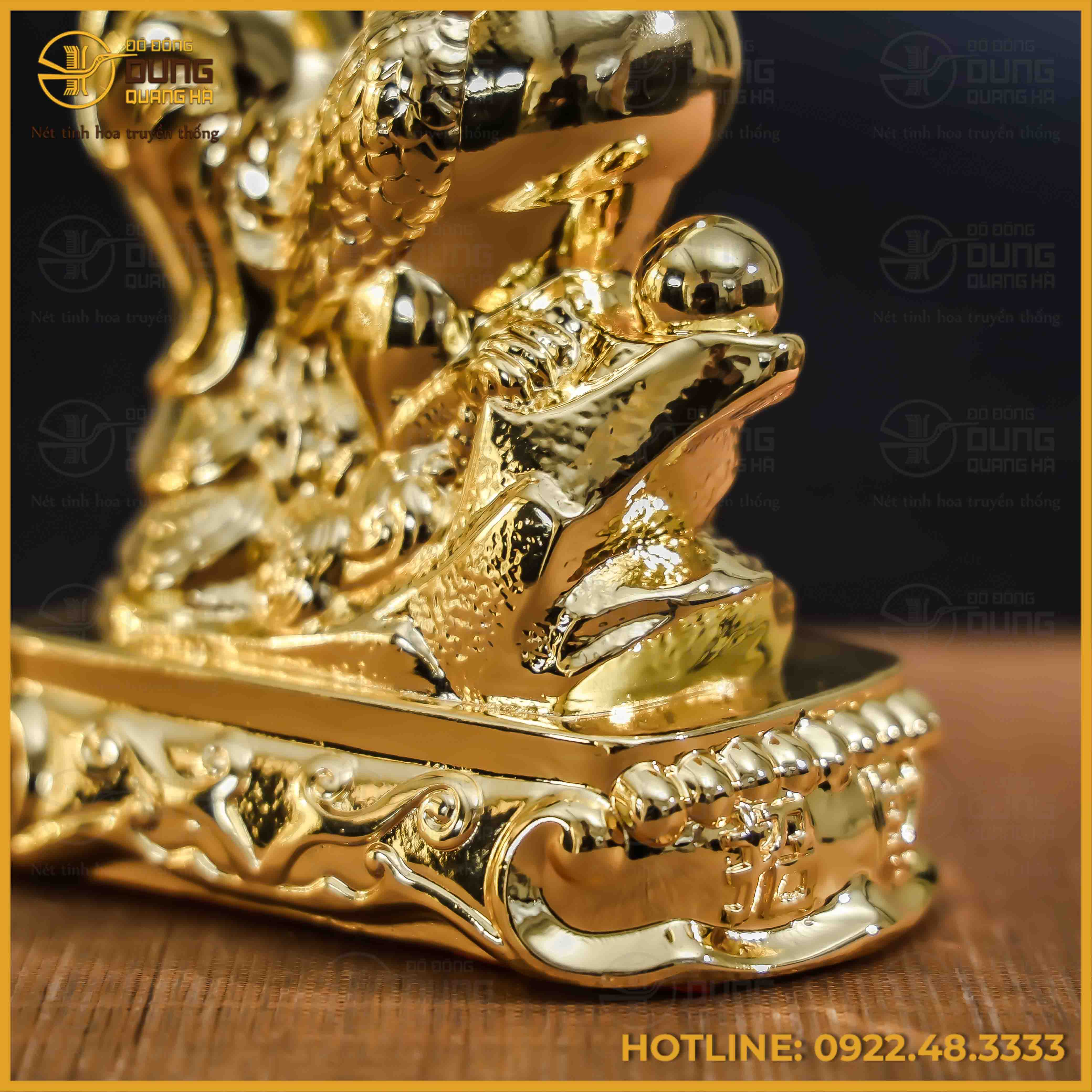 Tượng gà đồng vàng mạ vàng kích thước 15x12cm nặng 1,2kg