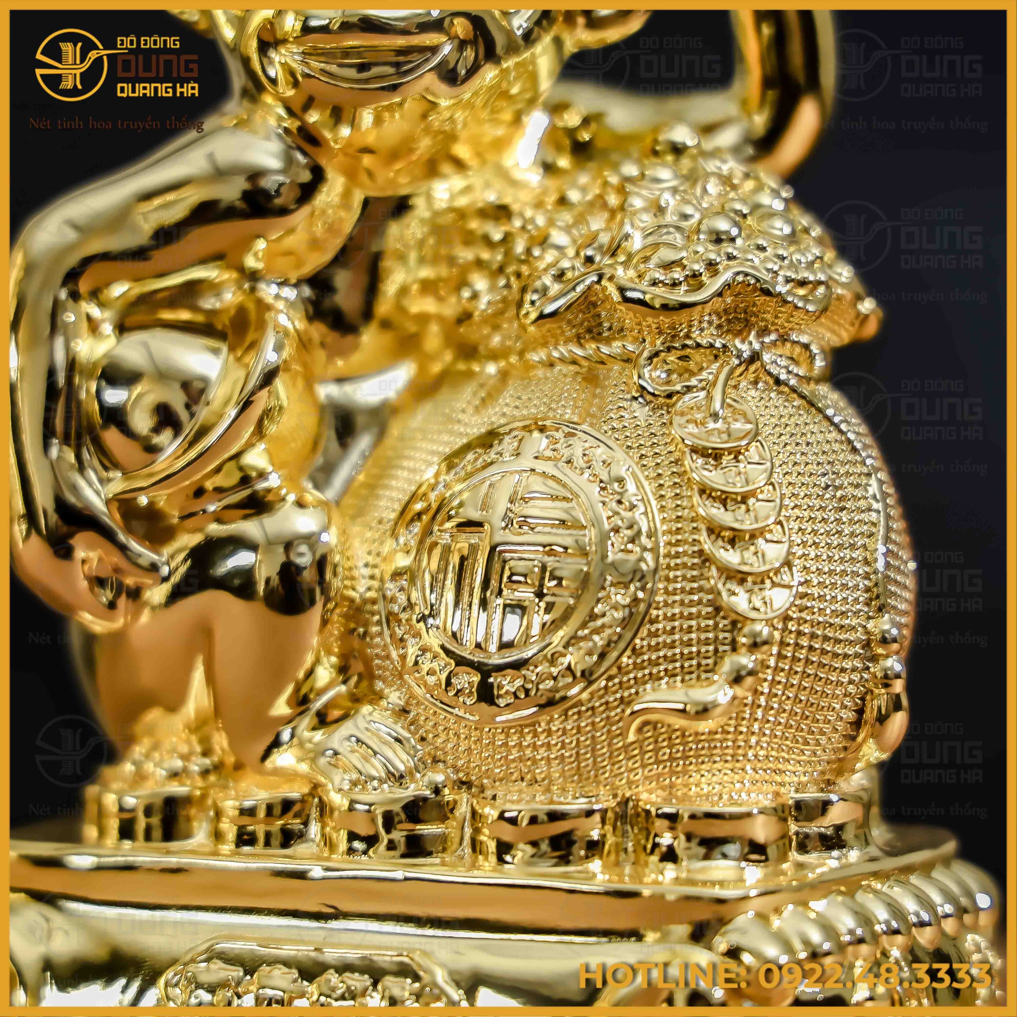 Tượng khỉ đồng vàng mạ vàng kích thước 17x13cm nặng 1kg