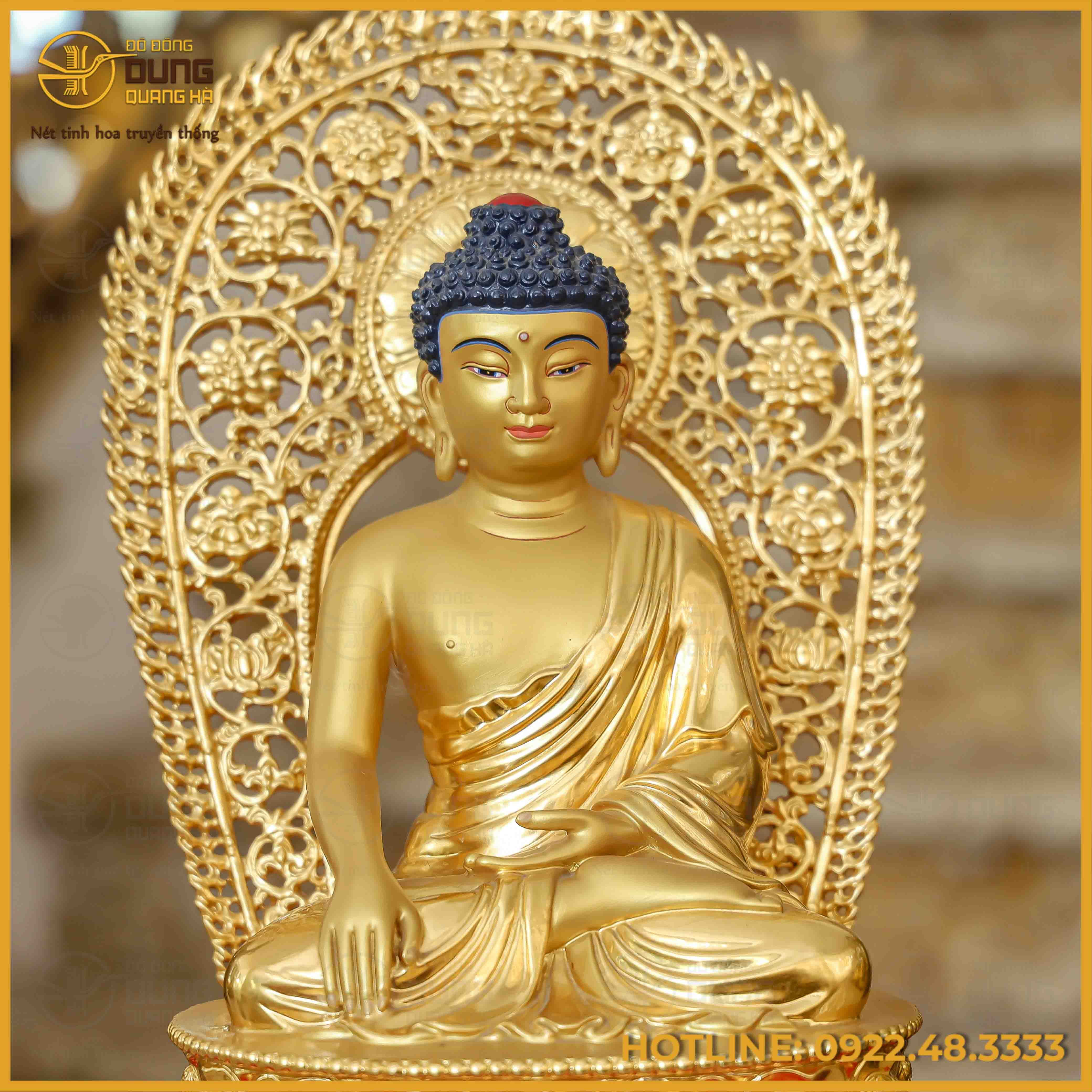 Tượng Thích Ca Nepal đồng đỏ dát vàng cao 40cm