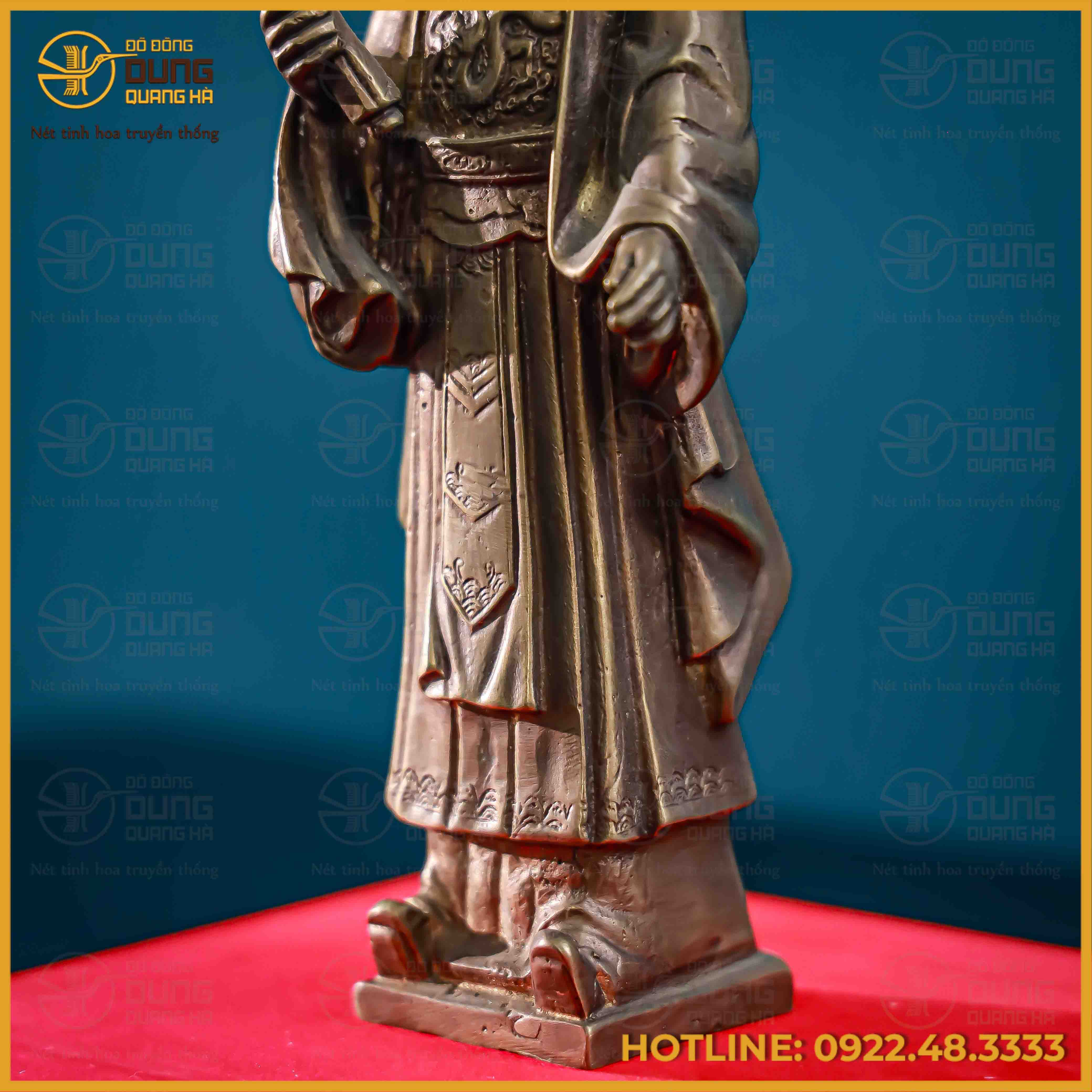 Tượng Lý Thái Tổ đồng vàng làm màu giả cổ cao 23cm