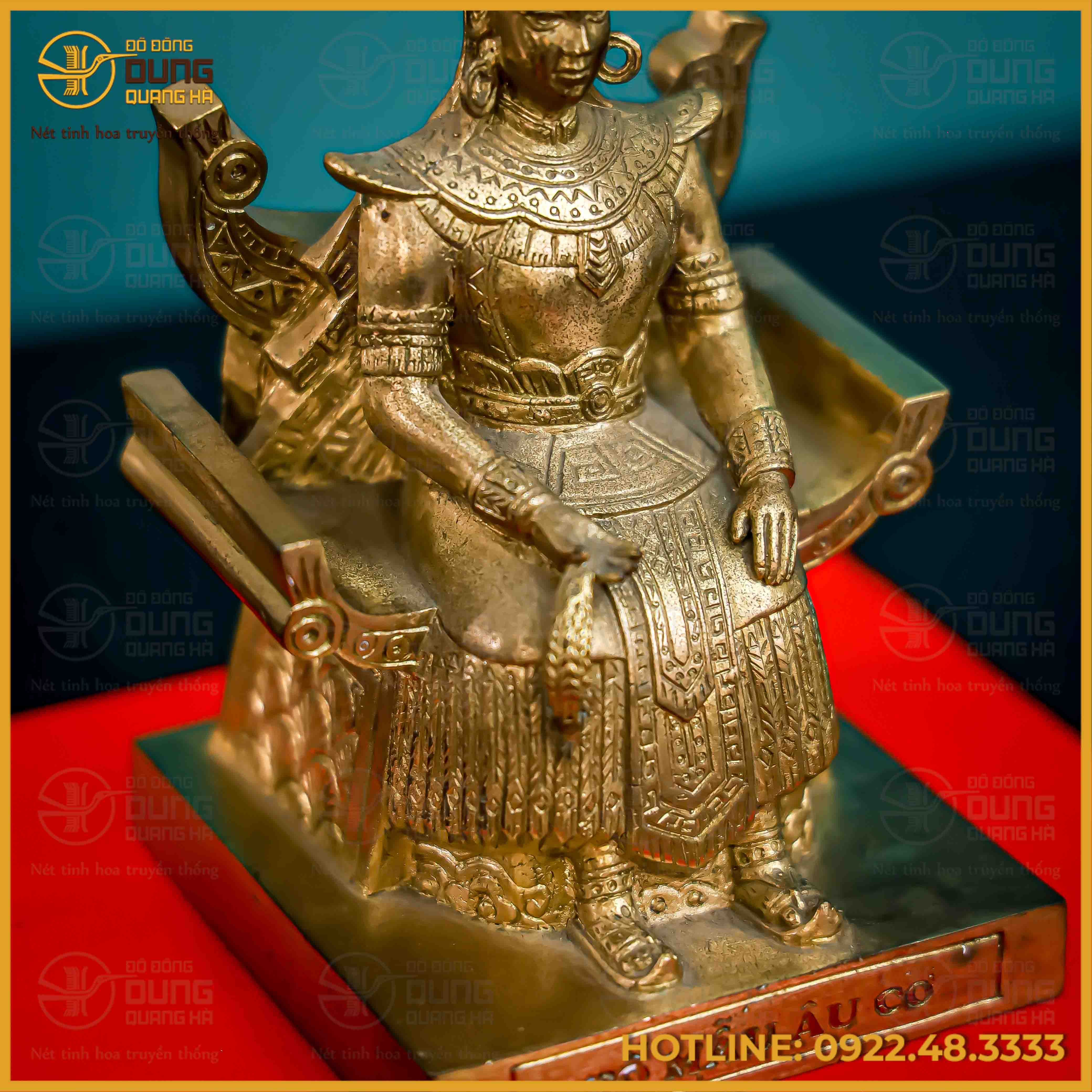 Tượng Âu Cơ đồng vàng giả cổ cao 16cm