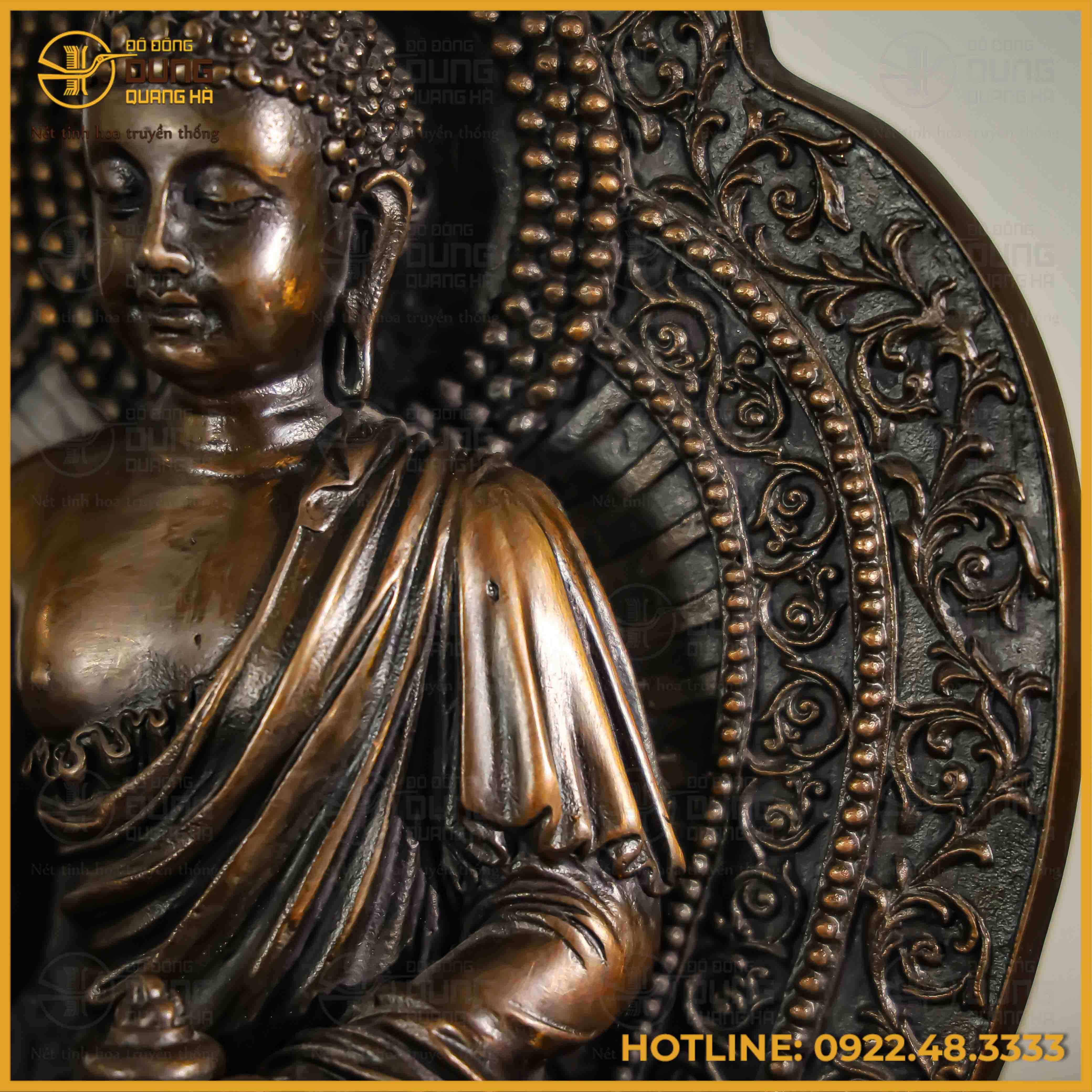 Tượng Phật Dược Sư đồng vàng hun cao 28cm
