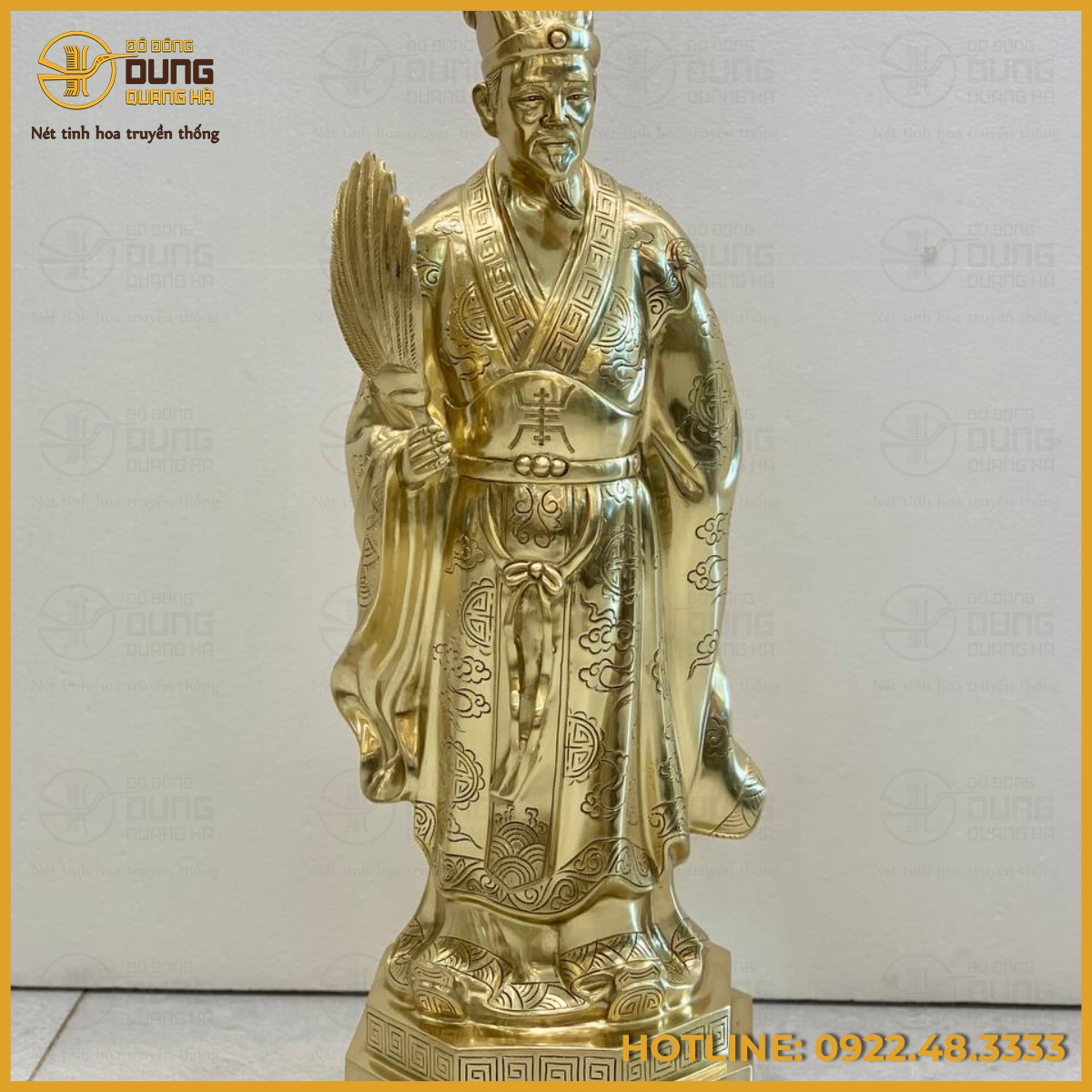 Tượng Khổng Minh đế lục giác bằng đồng catut