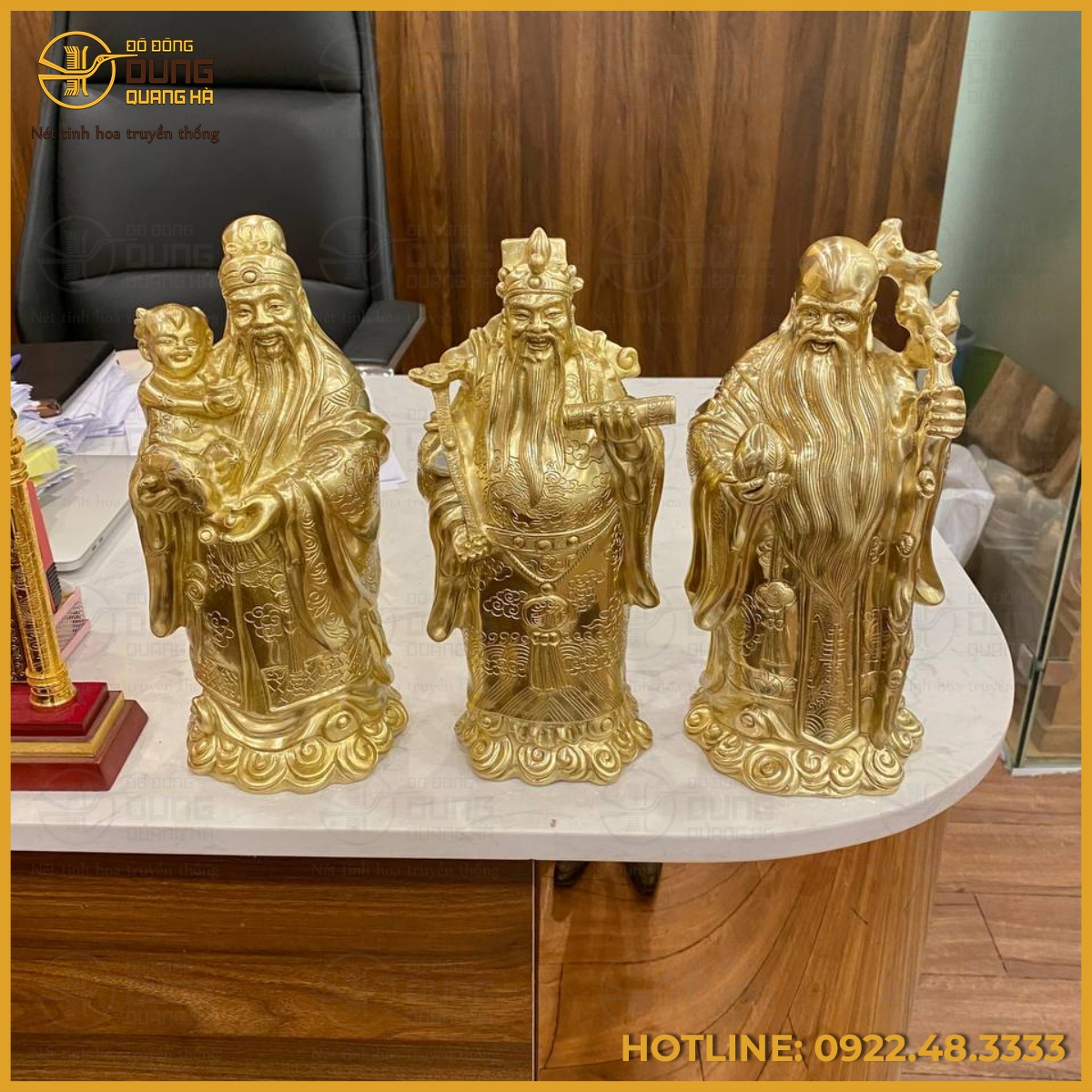 Bộ tượng Tam Đa Phúc – Lộc – Thọ đồng vàng cao cấp