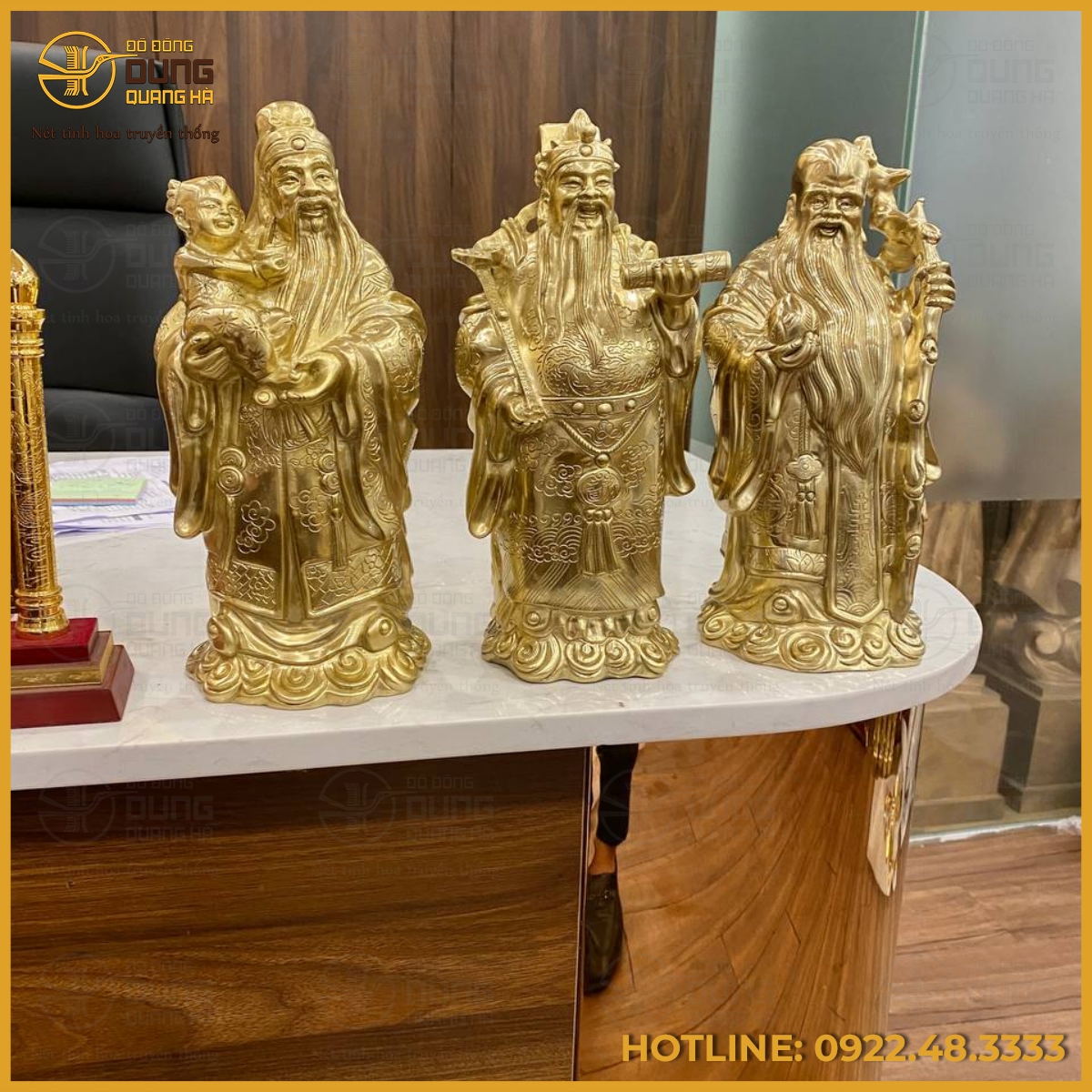 Bộ tượng Tam Đa Phúc – Lộc – Thọ đồng vàng cao cấp
