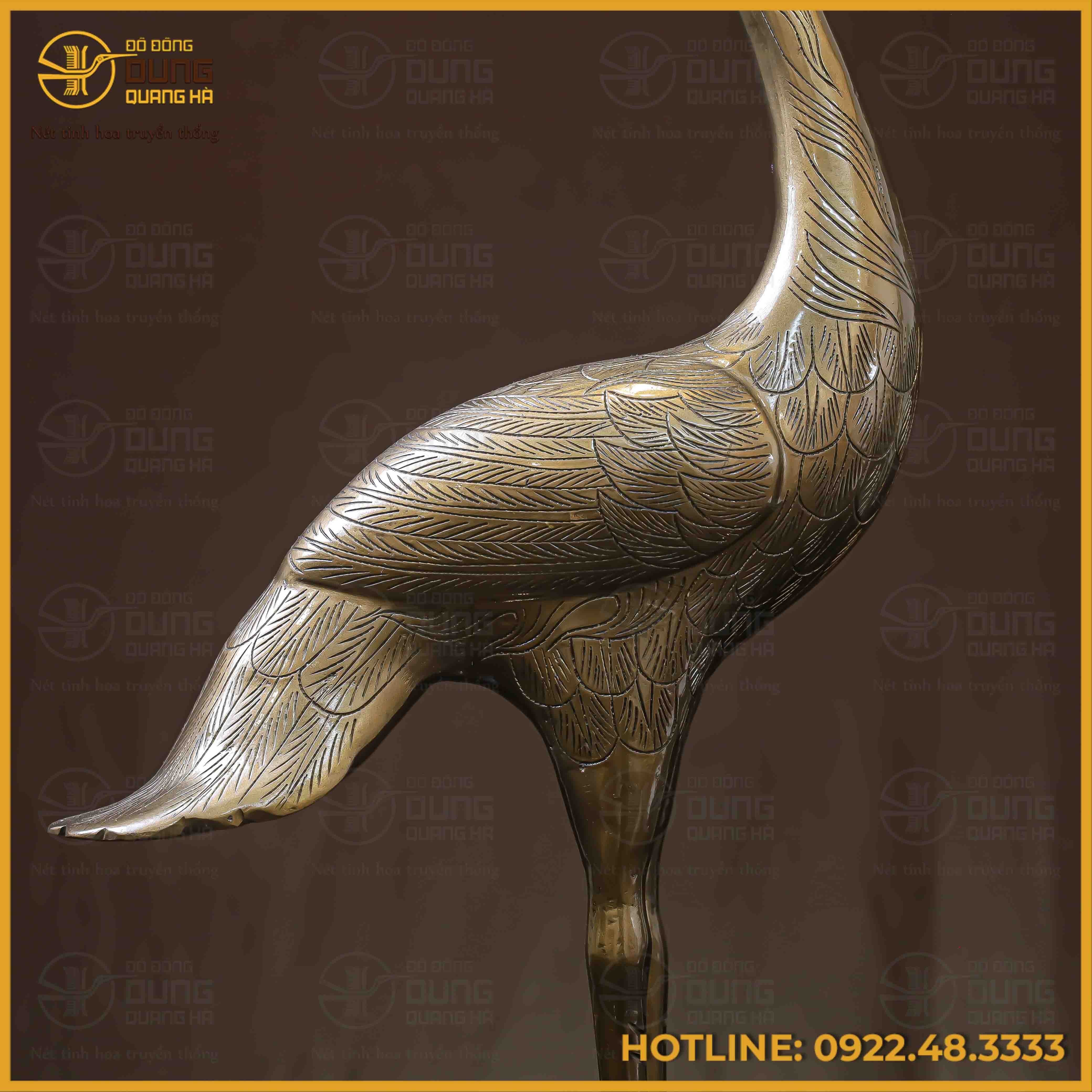 Đôi hạc đồng đỏ hun nâu cao 60cm