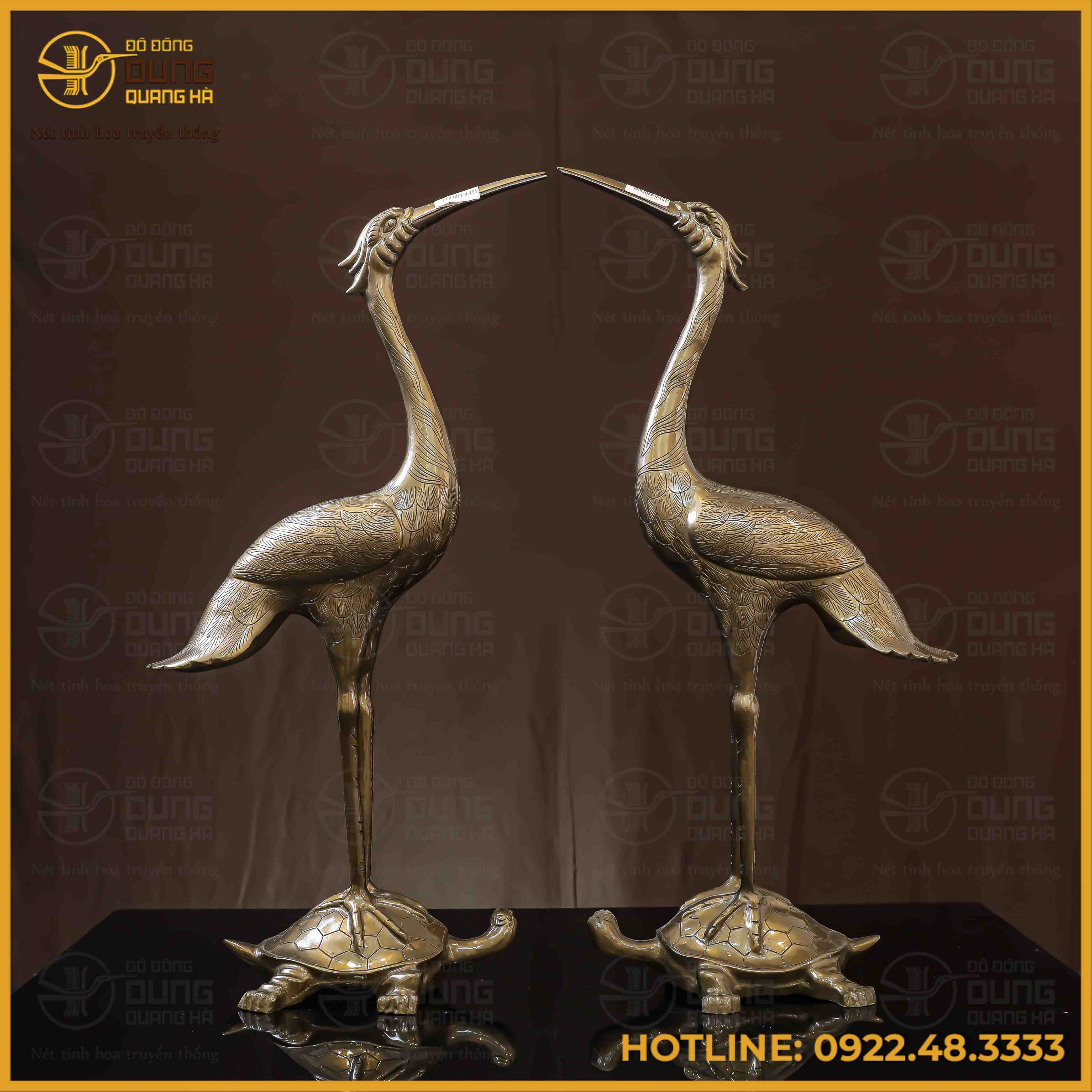 Đôi hạc đồng đỏ hun nâu cao 60cm