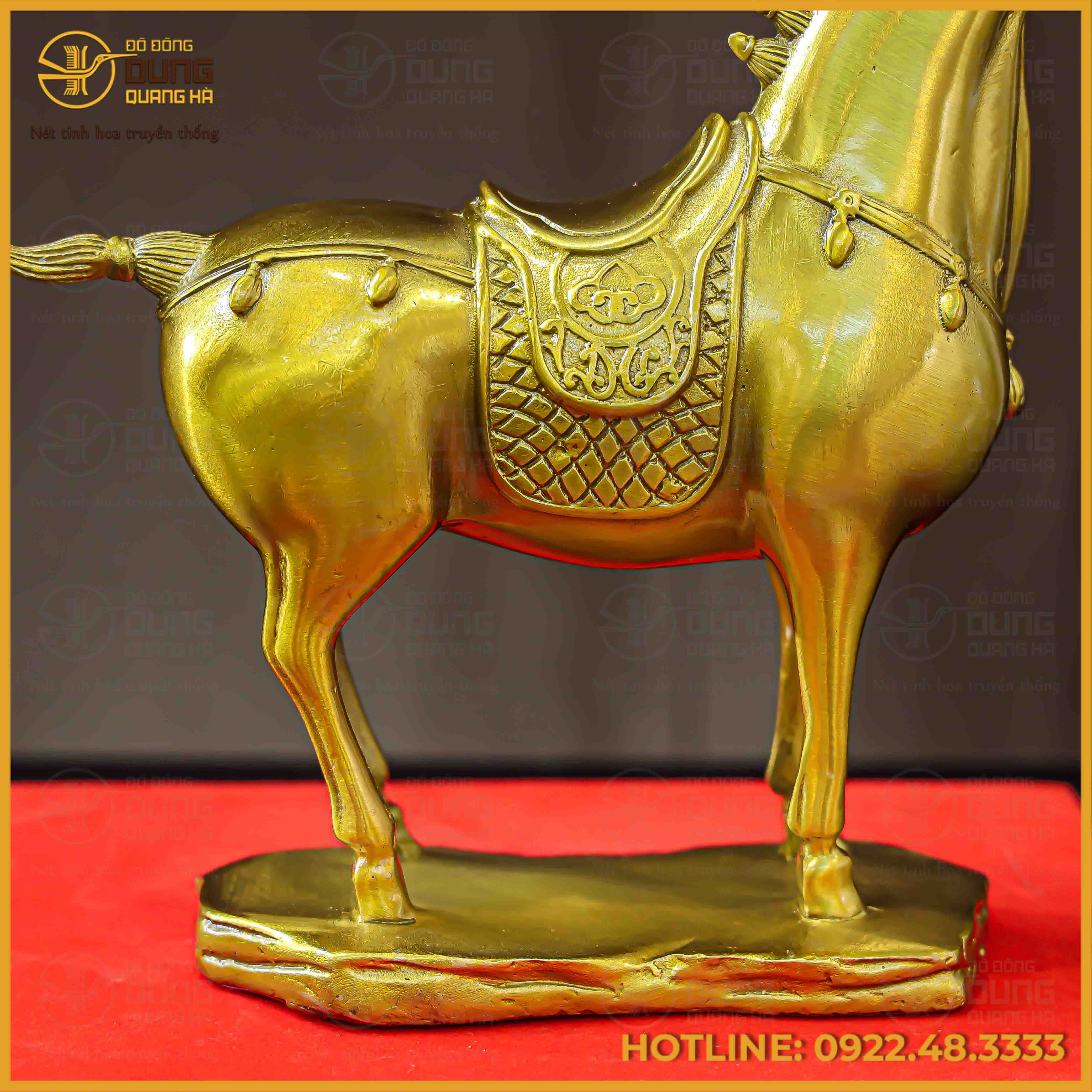 Tượng ngựa đồng vàng cao 20cm