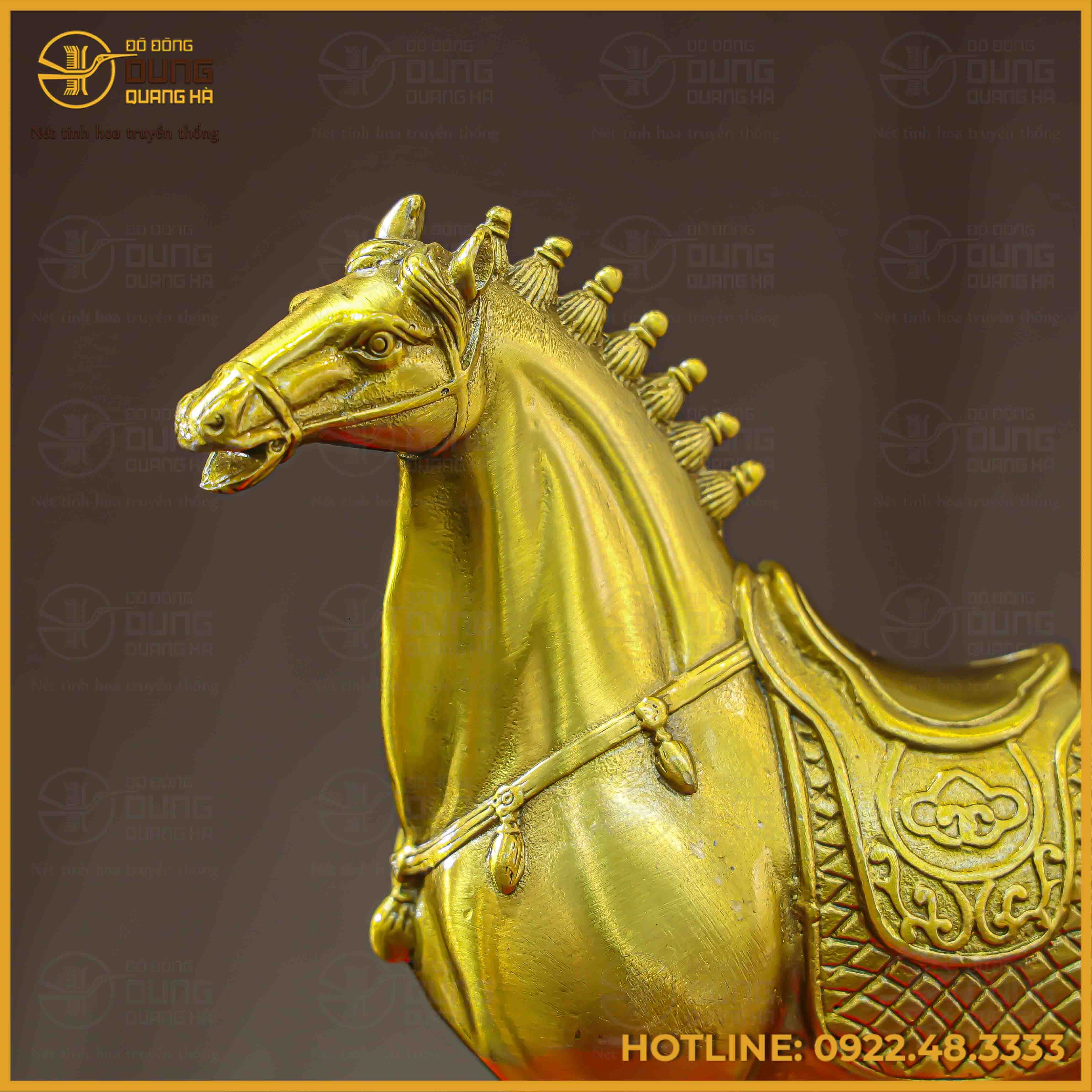 Tượng ngựa đồng vàng cao 20cm