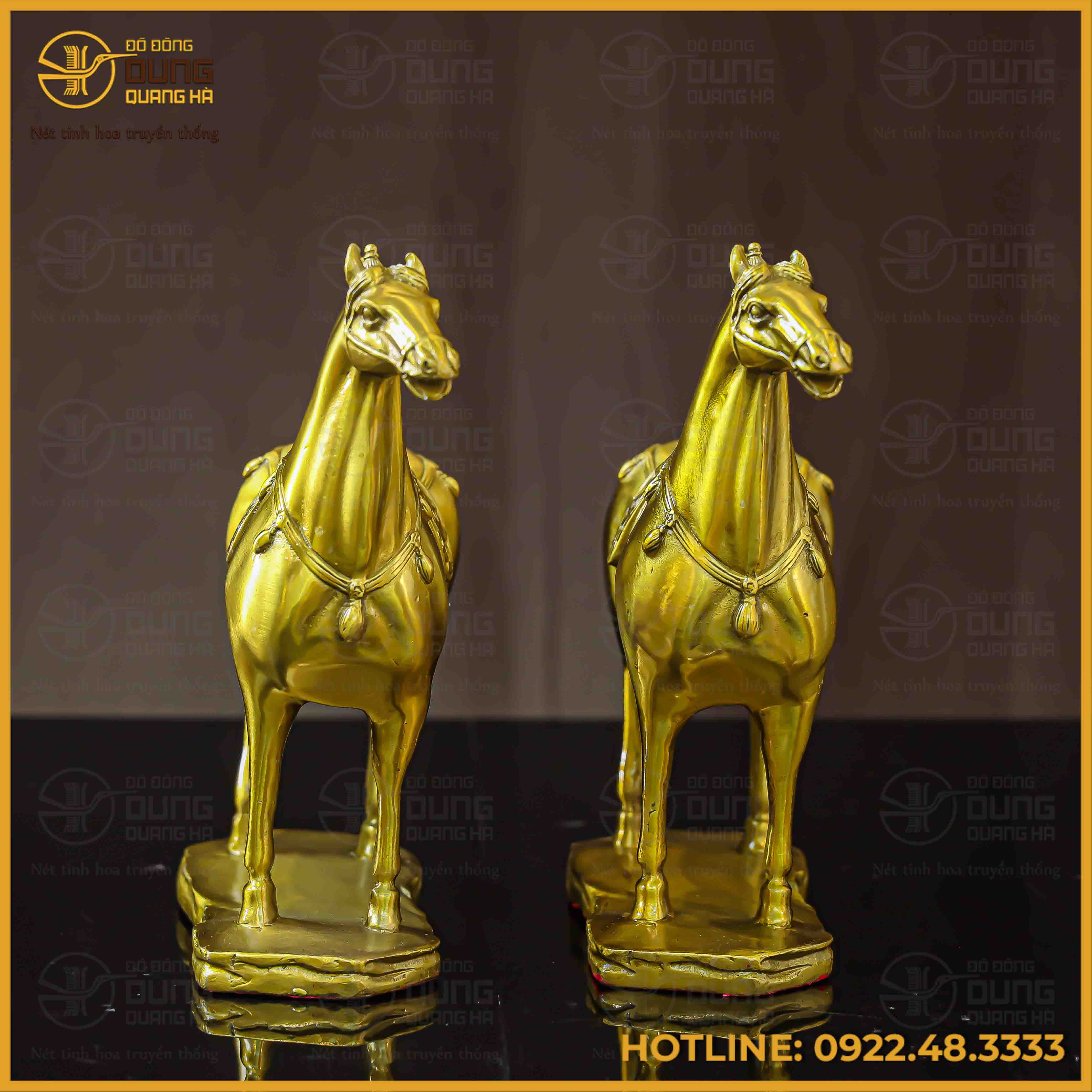 Tượng ngựa đồng vàng cao 20cm