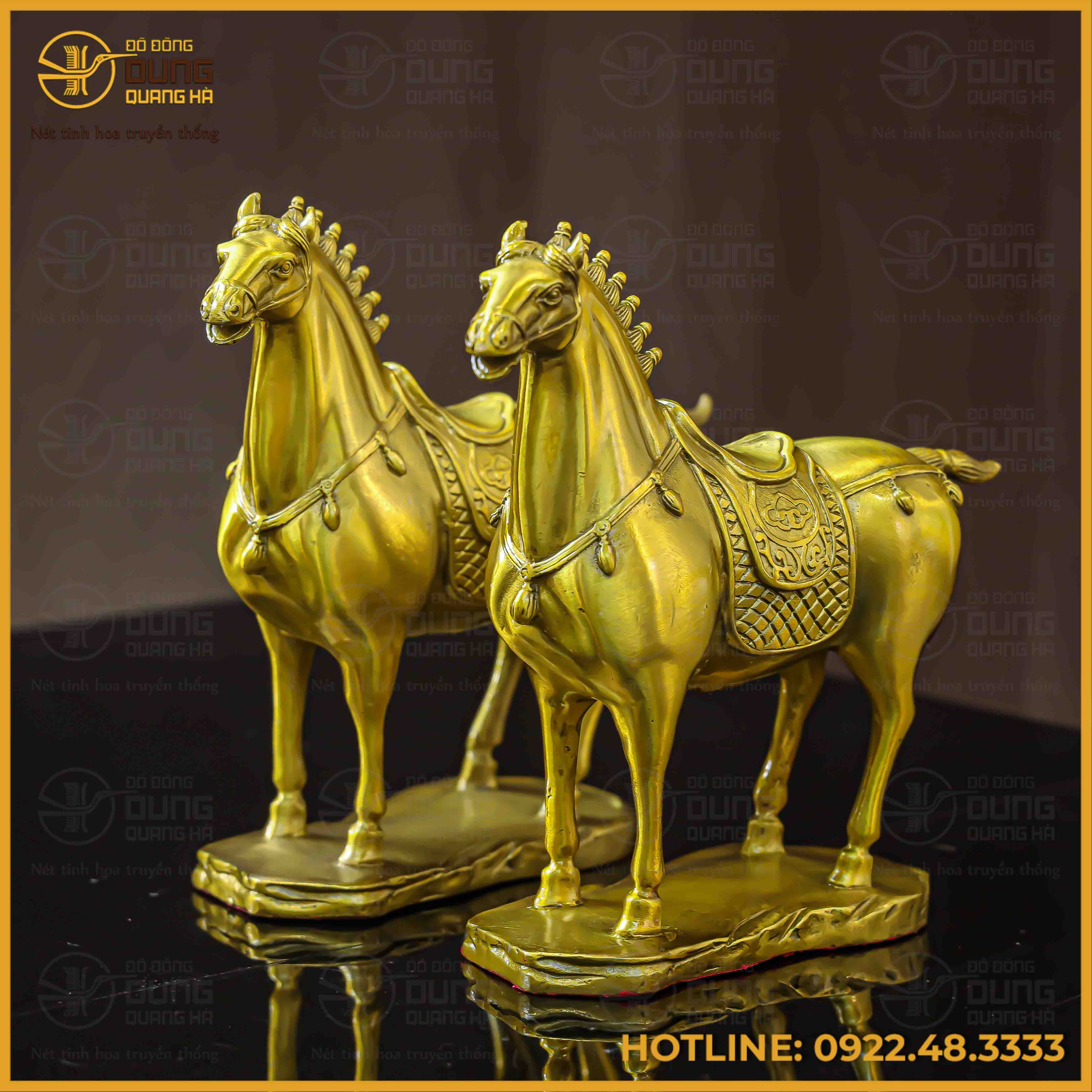 Tượng ngựa đồng vàng cao 20cm